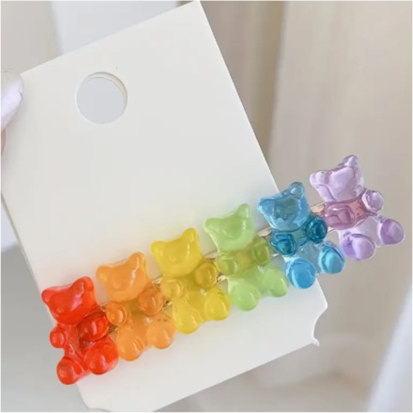 Hebilla / Broche para Pelo de Ositos Arcoíris