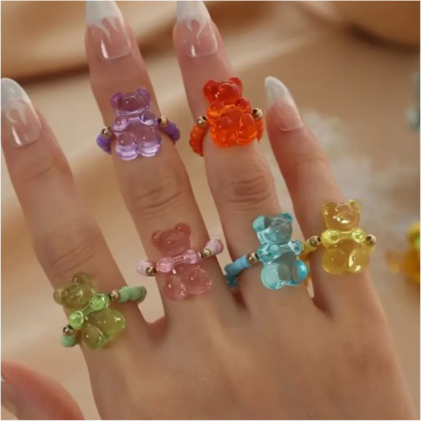 Anillos Elásticos de Ositos de Goma - Colores Surtidos