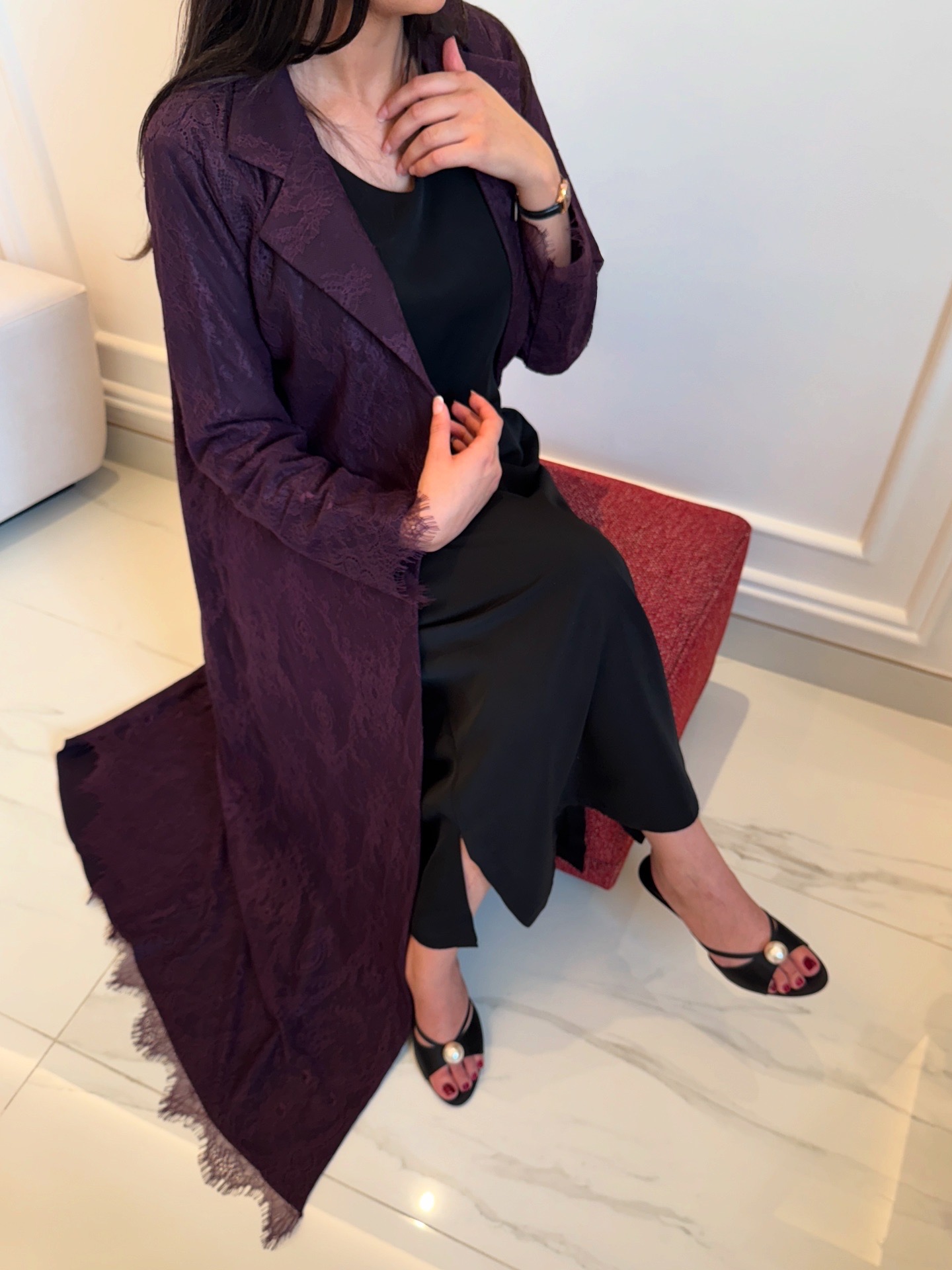 Elegant Long Purple Overcoat
