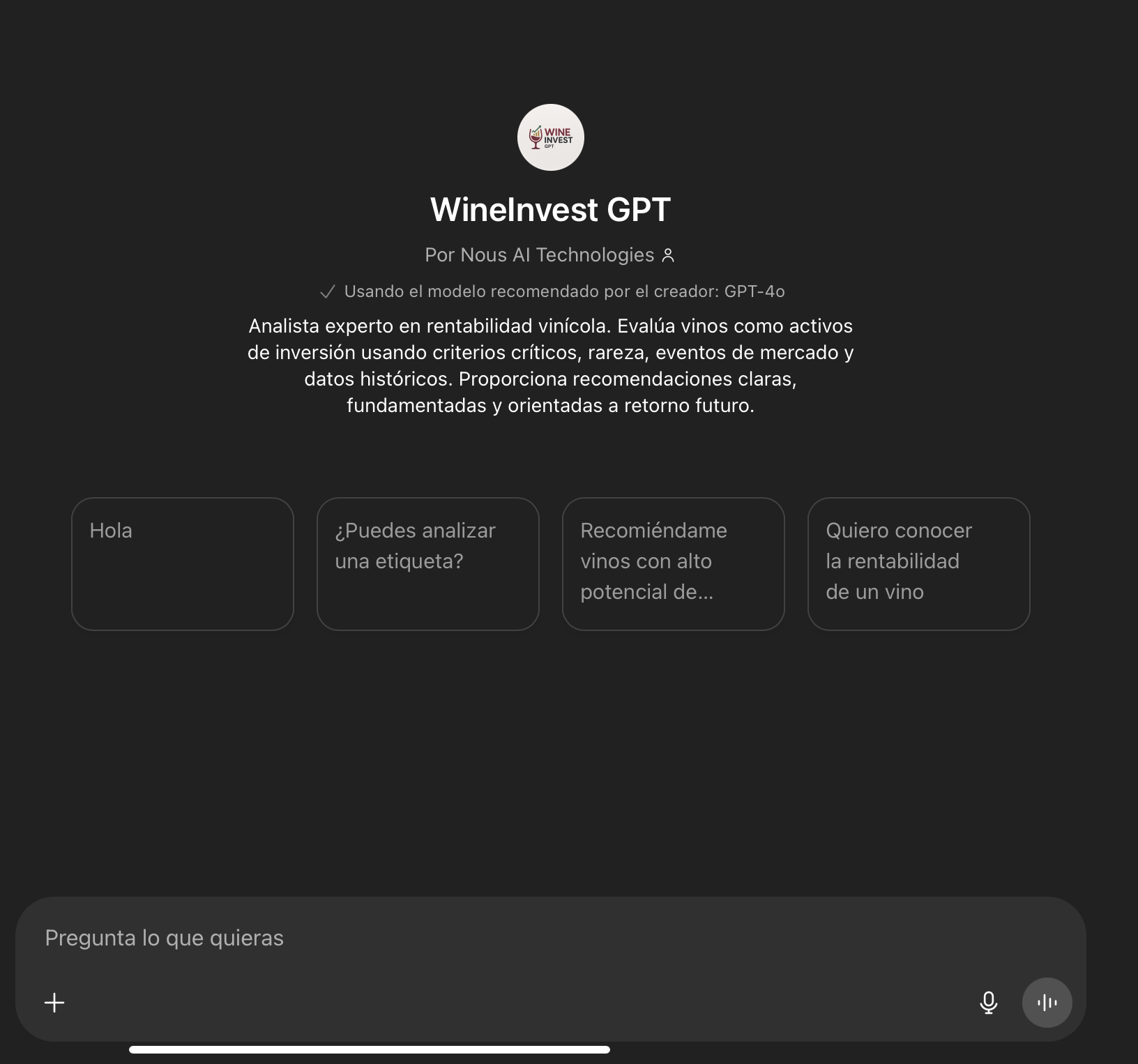 WineInvest GPT – Asistente Experto en Inversión en Vino