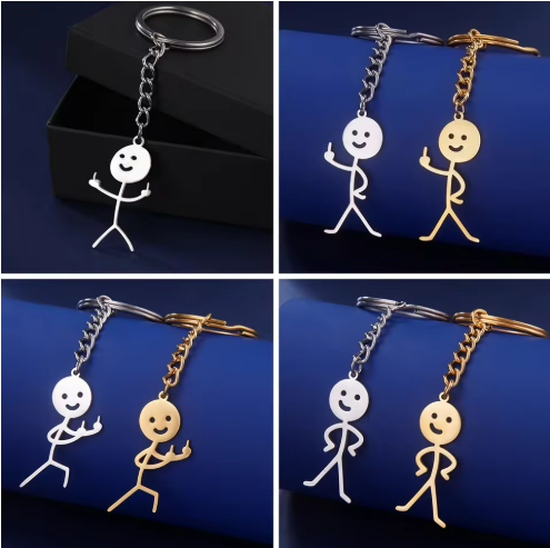 Smiley Stick Figure Keychains