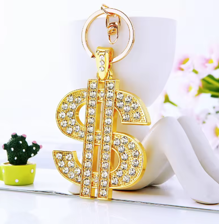 Dollar Sign Crystal Keychain