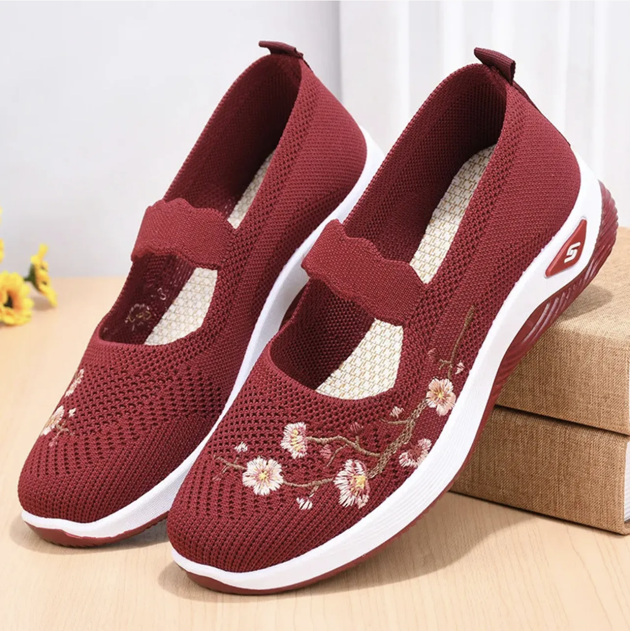 🔥Hot Sale Summer 2024🔥 breathable knitted floral embroidered flats for women