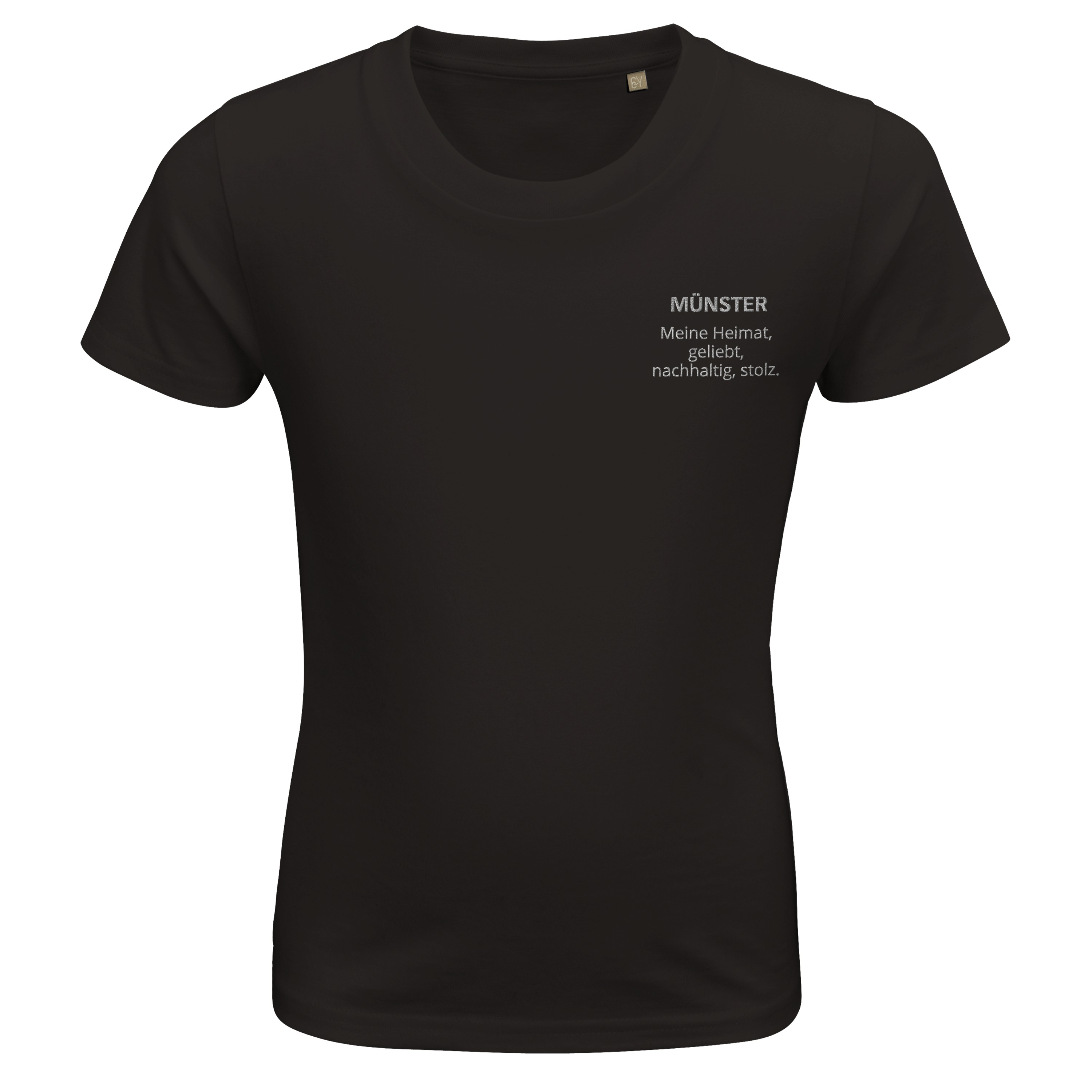 Personalisieren Sie Ihr Bio-Baumwolle Kinder T-Shirt mit Ihrer Lieblingsstadt und einem inspirierenden Wort!