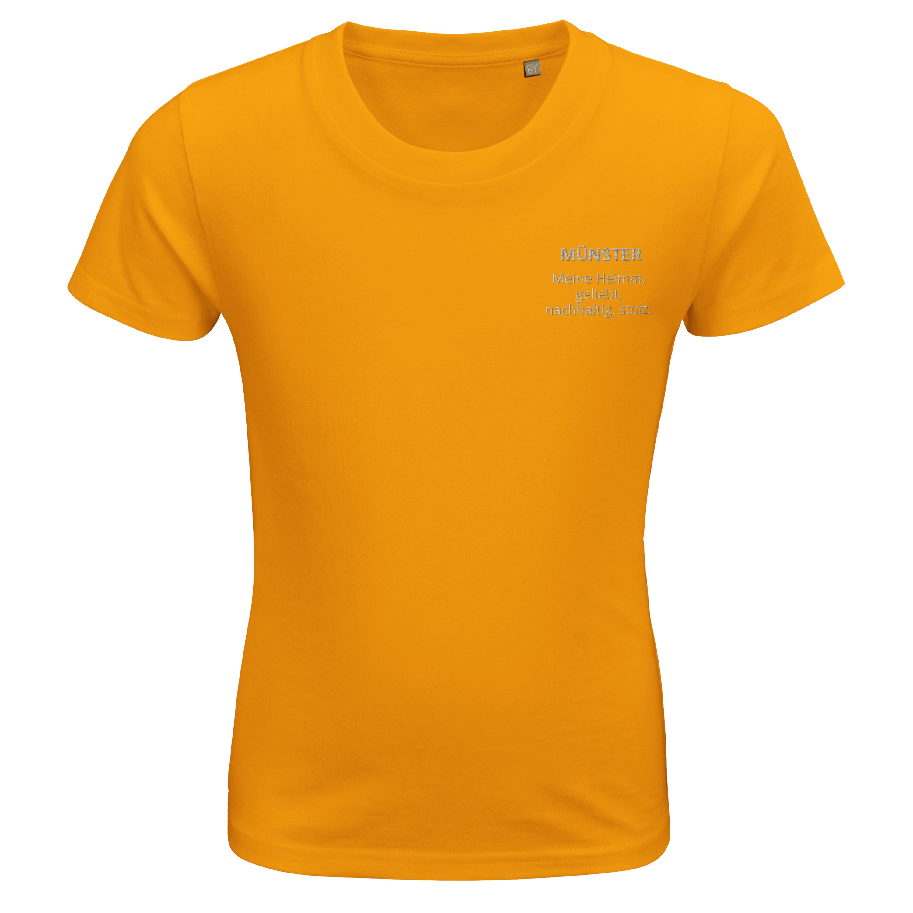 Personalisieren Sie Ihr Bio-Baumwolle Kinder T-Shirt mit Ihrer Lieblingsstadt und einem inspirierenden Wort!