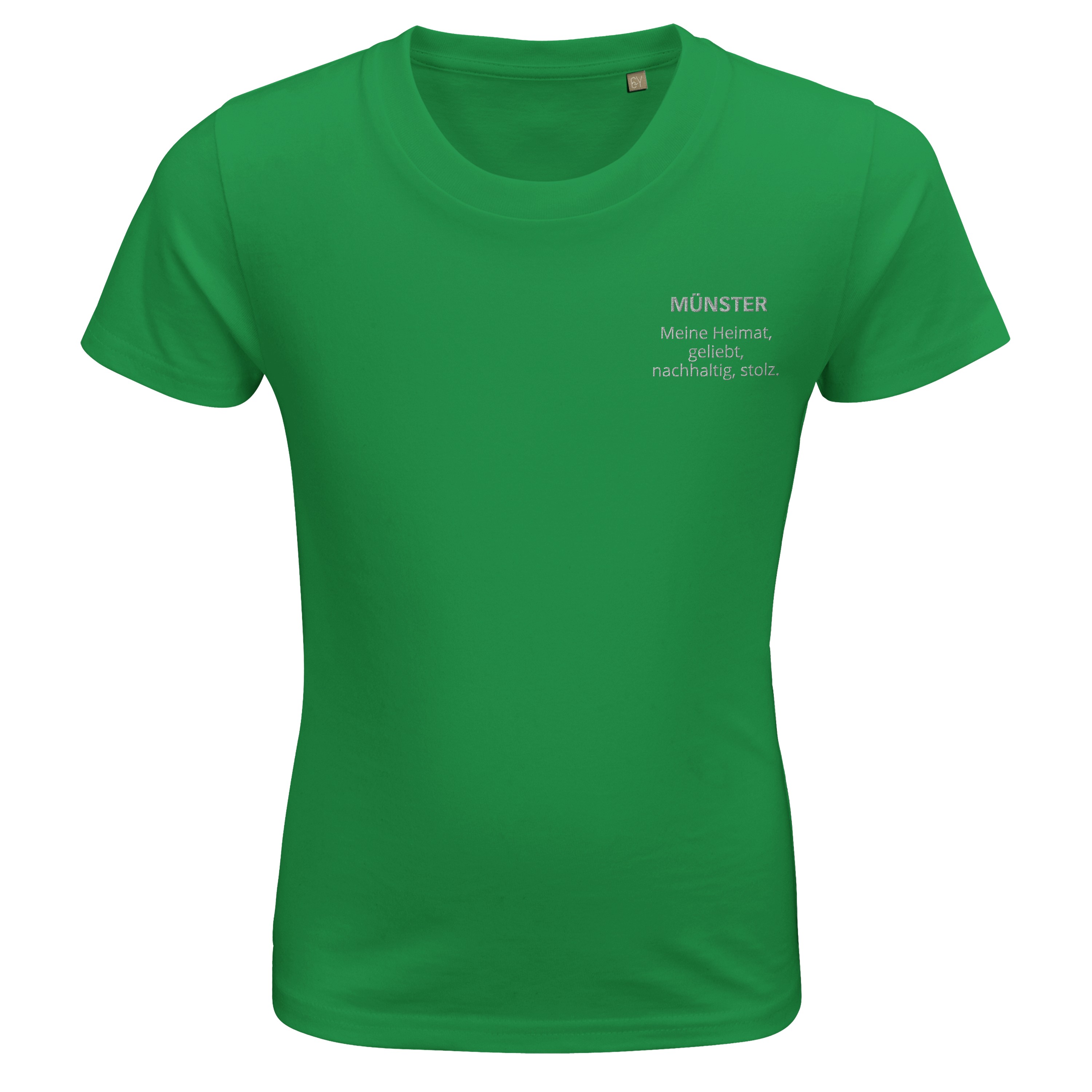 Personalisieren Sie Ihr Bio-Baumwolle Kinder T-Shirt mit Ihrer Lieblingsstadt und einem inspirierenden Wort!