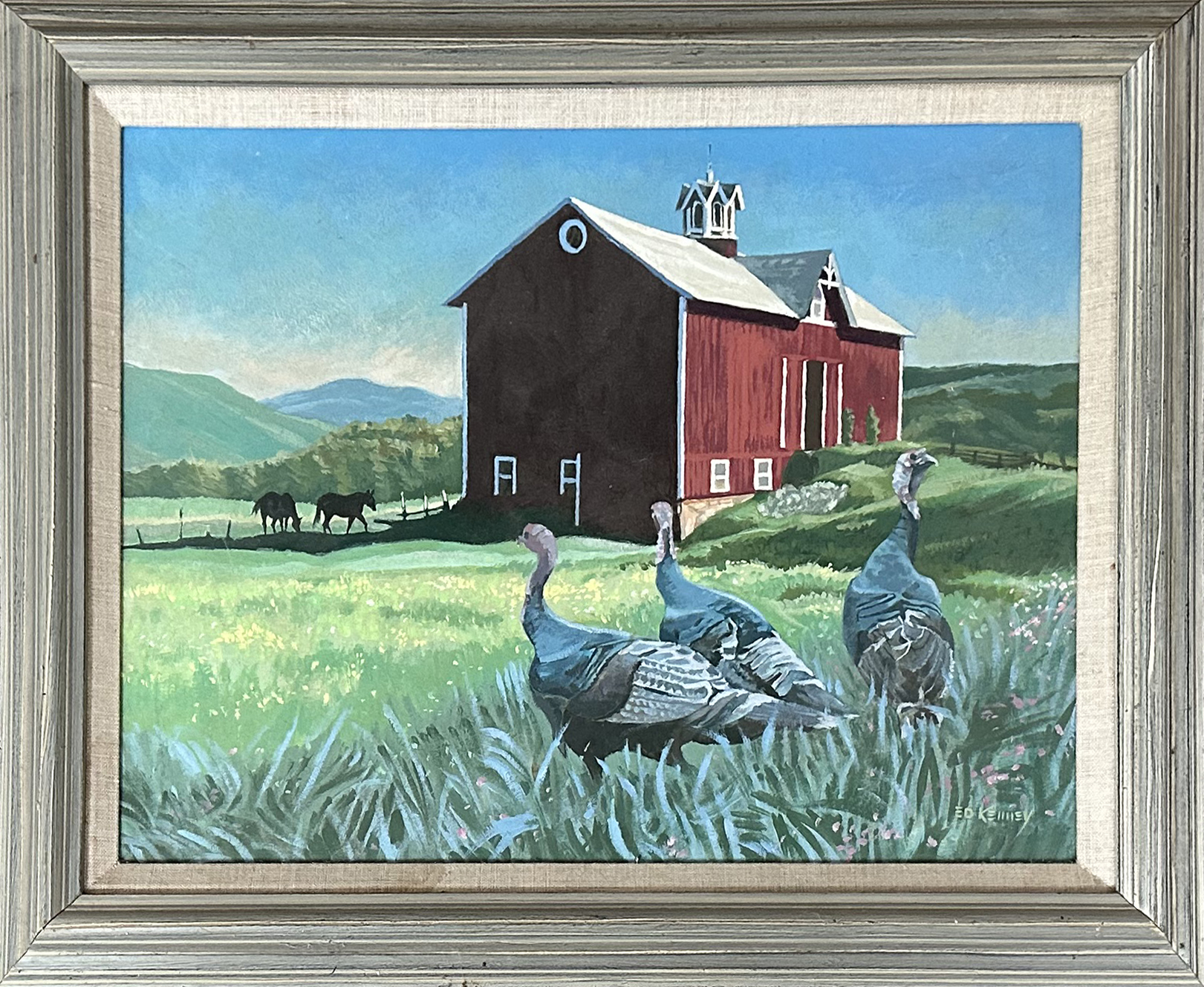 Farmhouse Painting with Turkeys
