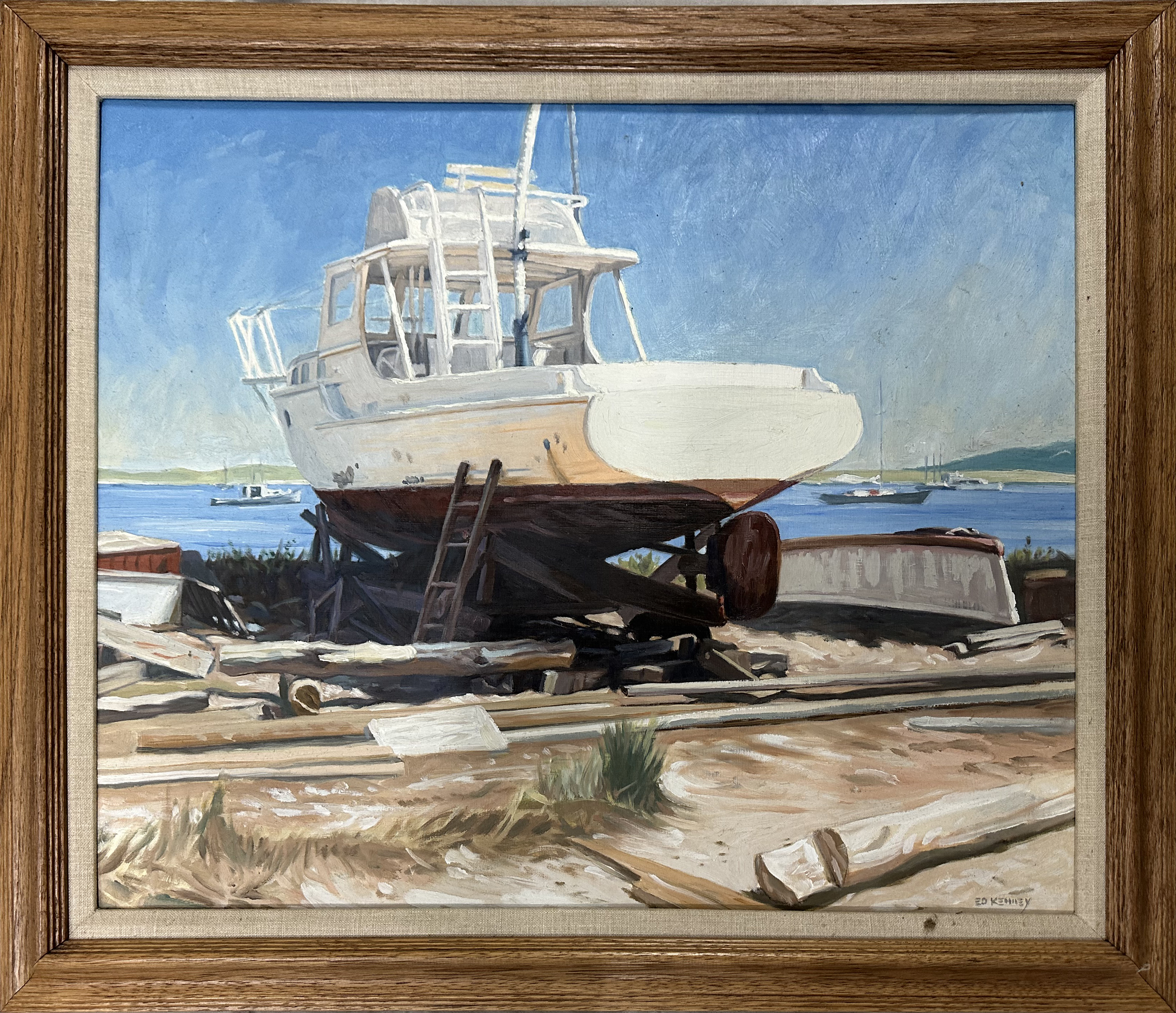 Framed Boat Painting