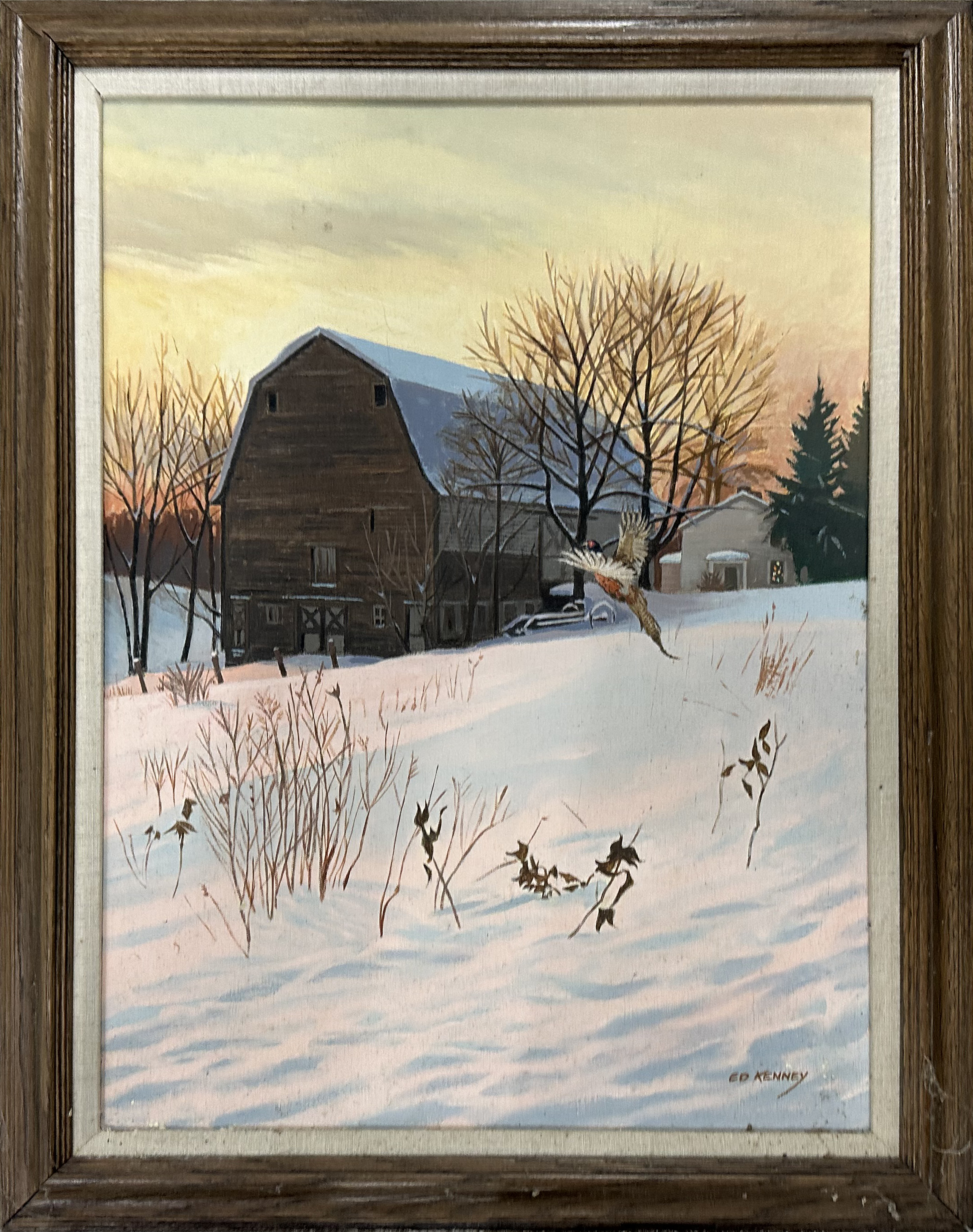 Winter Barn Painting