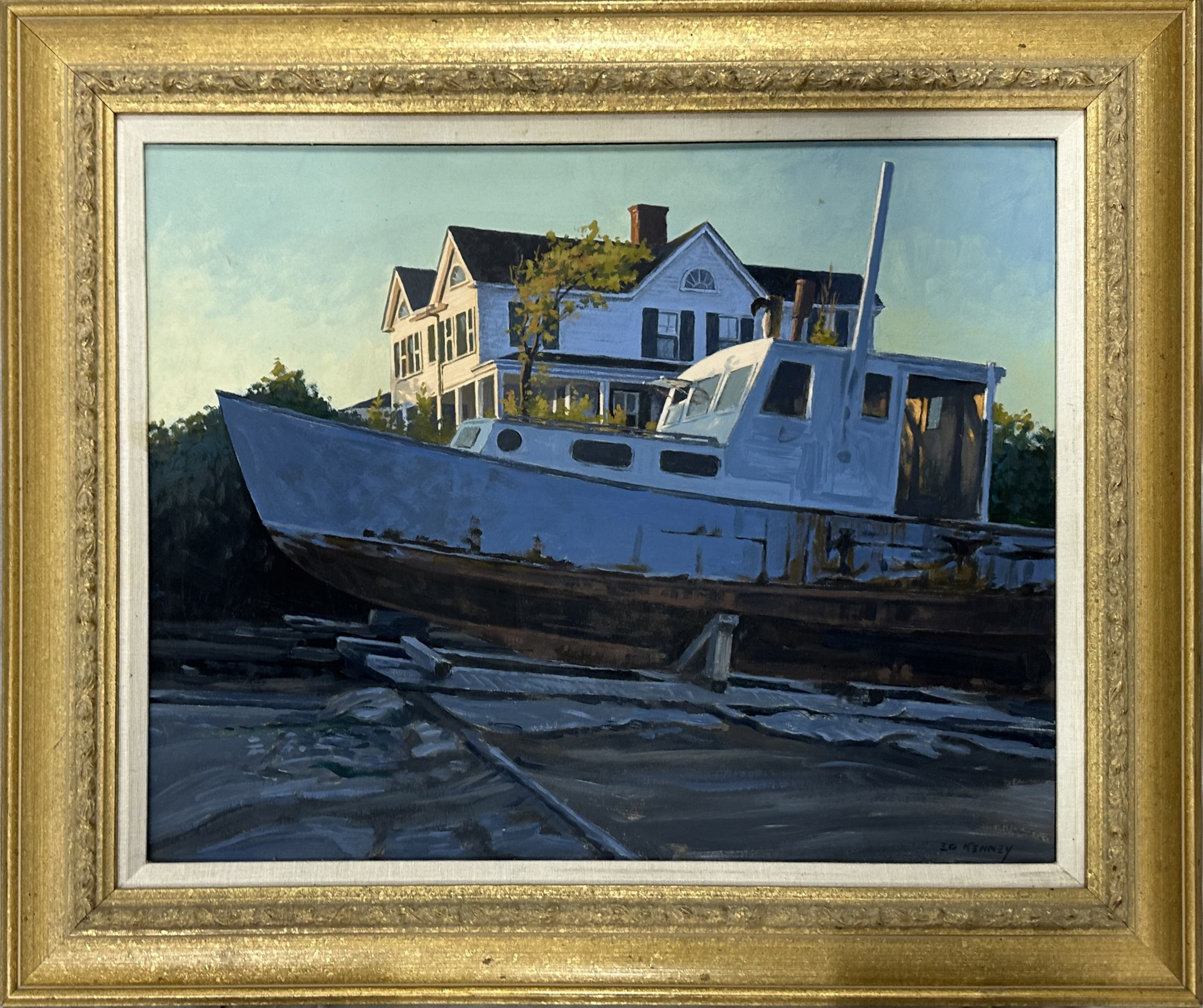 Framed Painting of a Boat