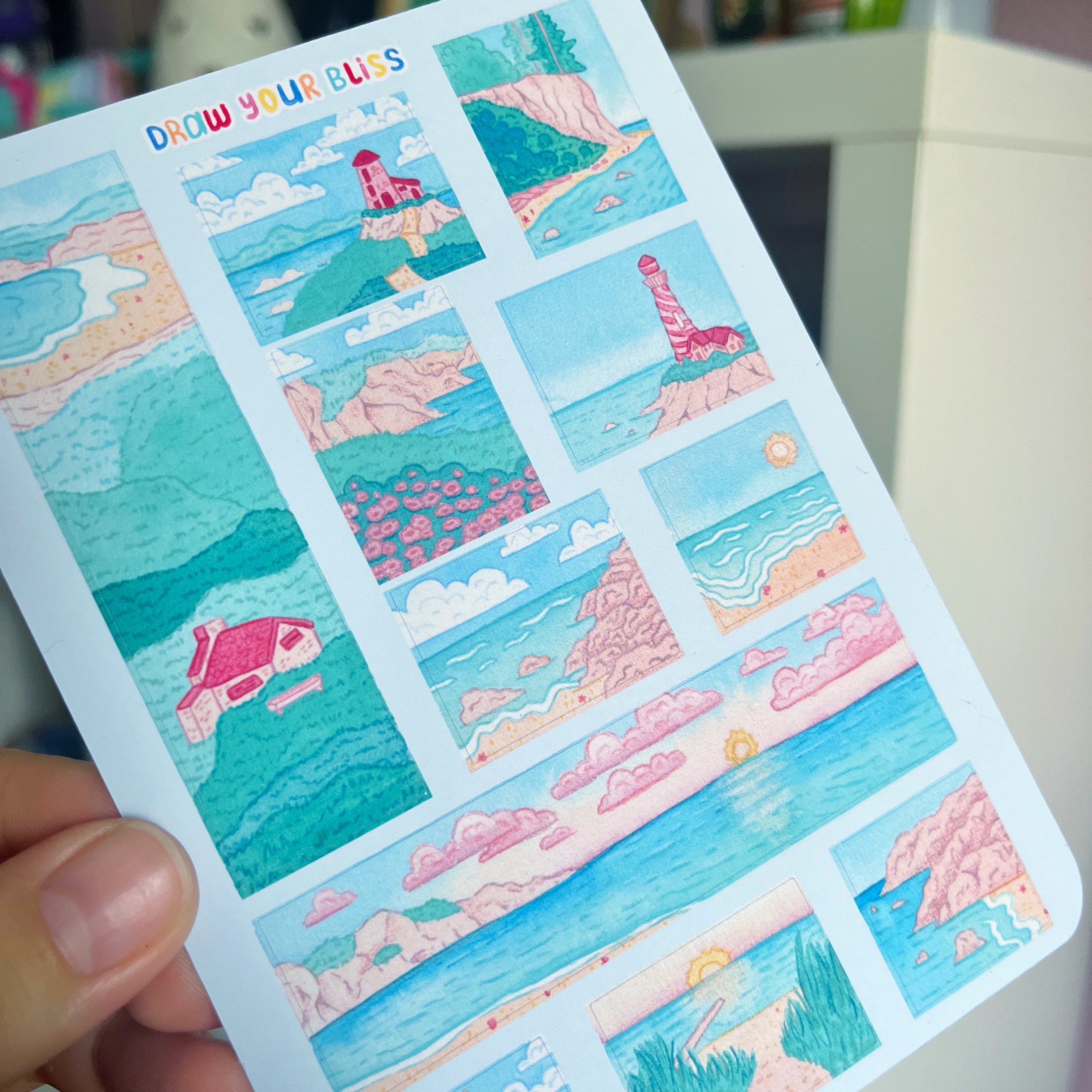 Feuille de stickers - Paysages marins