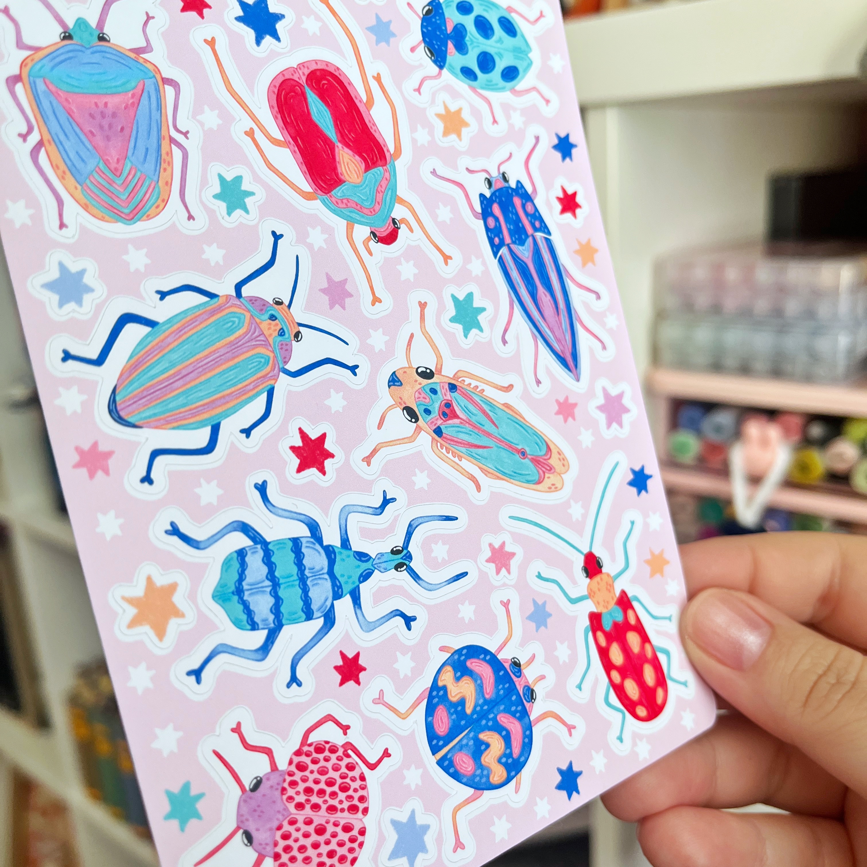 Feuille de stickers - Insectes colorés