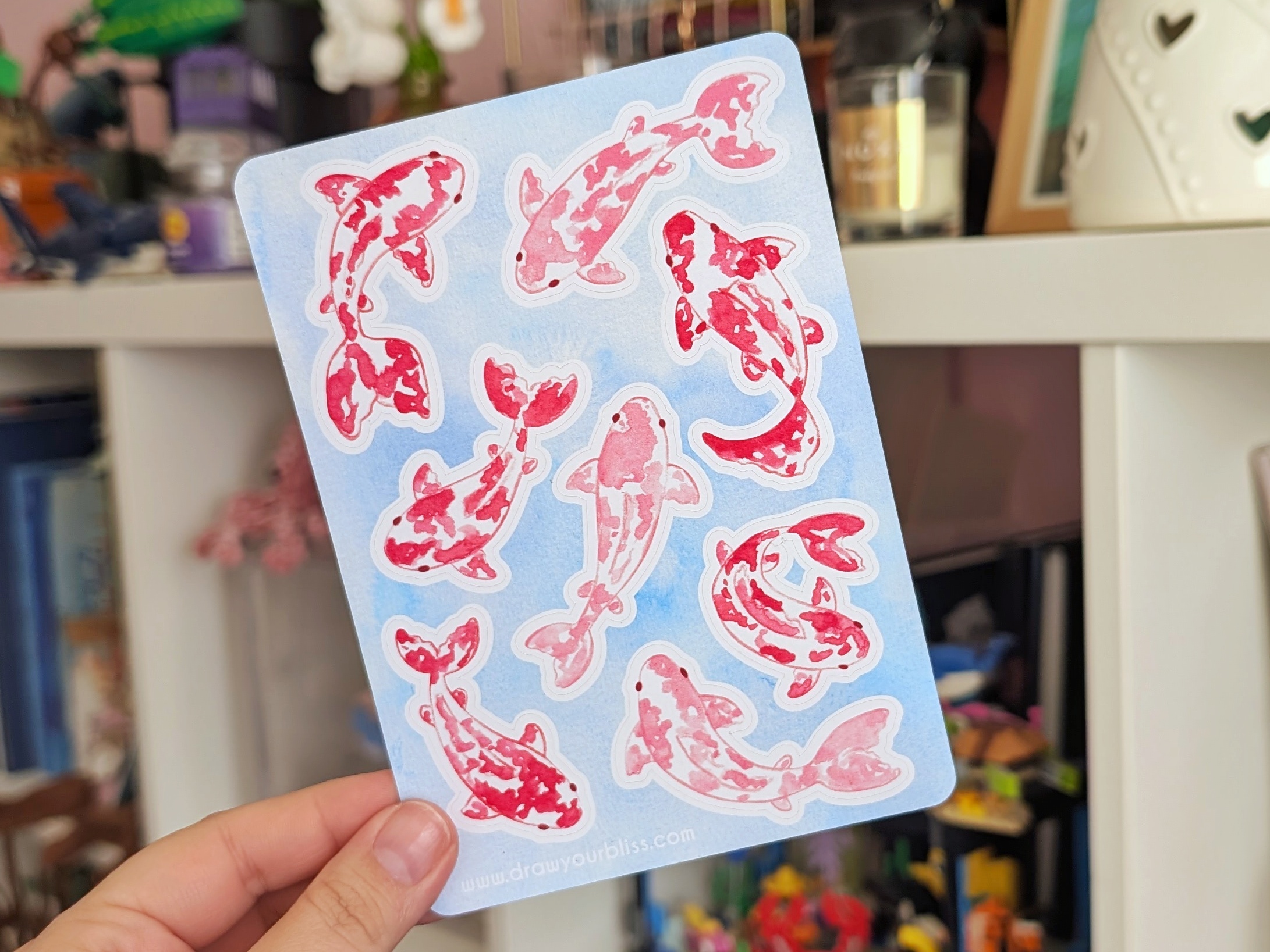 Feuille de stickers - Carpes koï