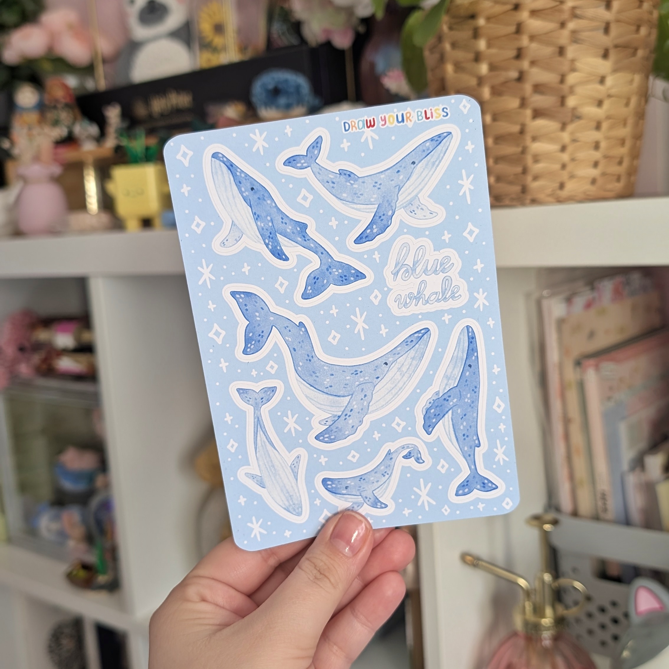Feuille de stickers - Baleines Bleues