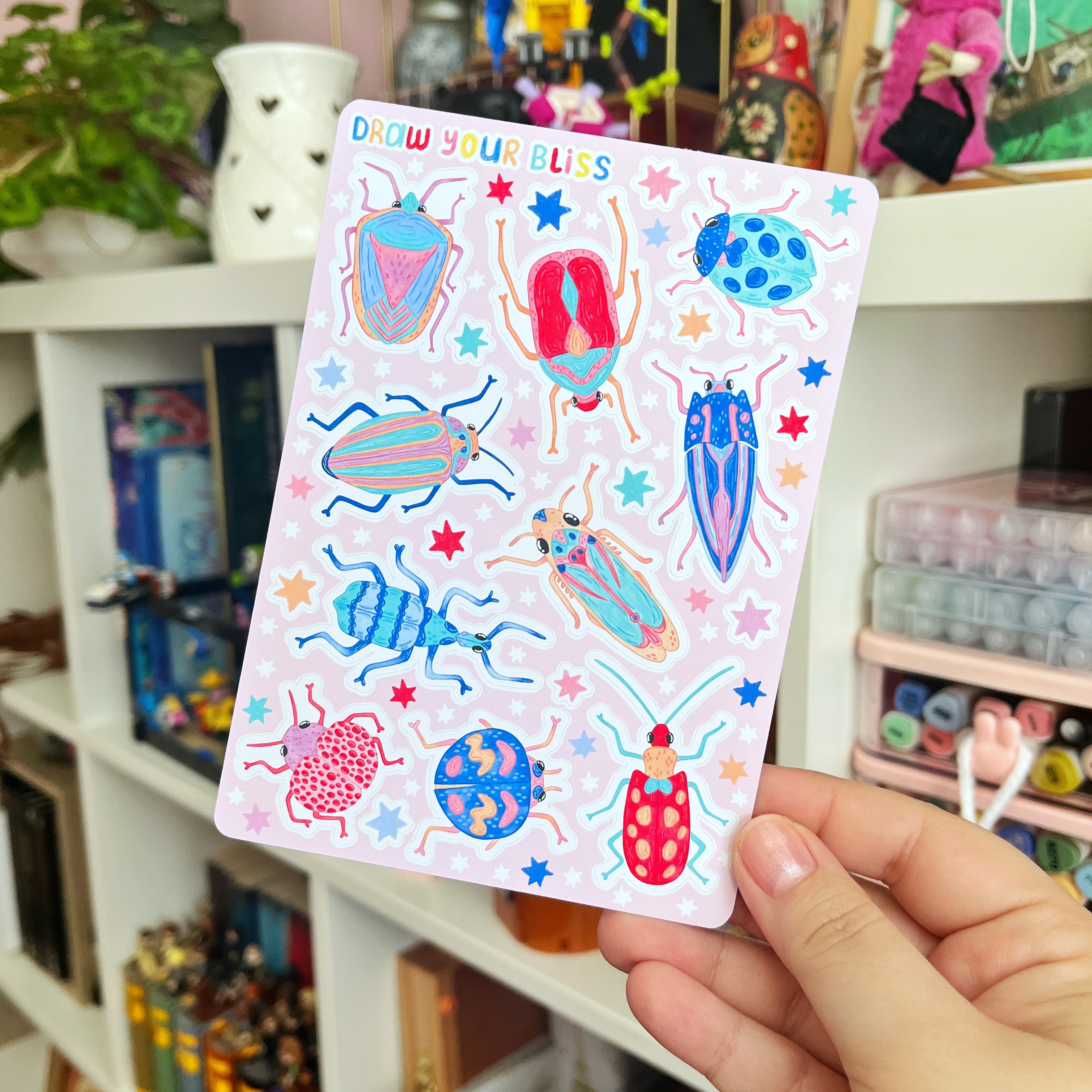 Feuille de stickers - Insectes colorés