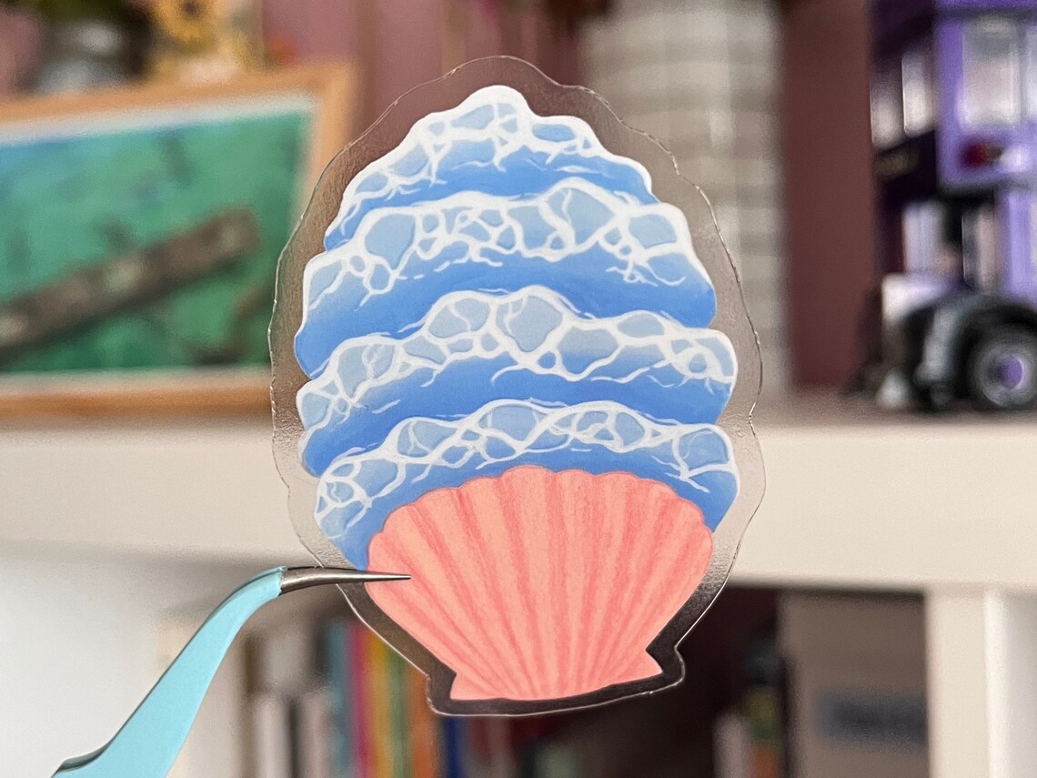 Sticker vinyle - Vagues et Coquillage