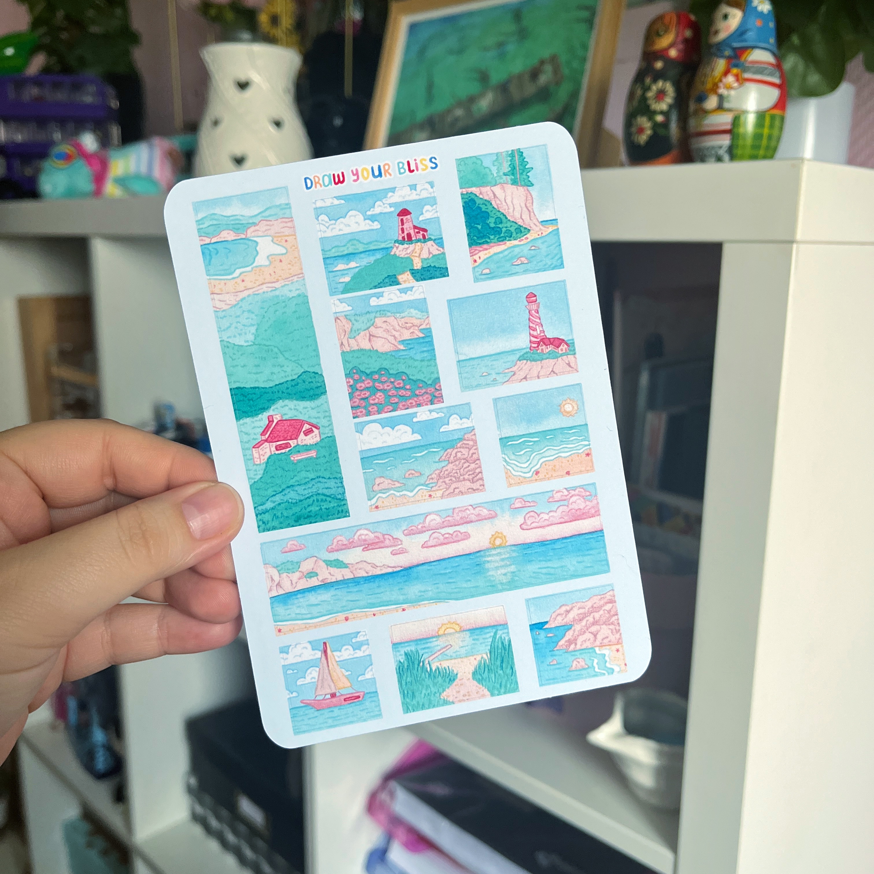 Feuille de stickers - Paysages marins