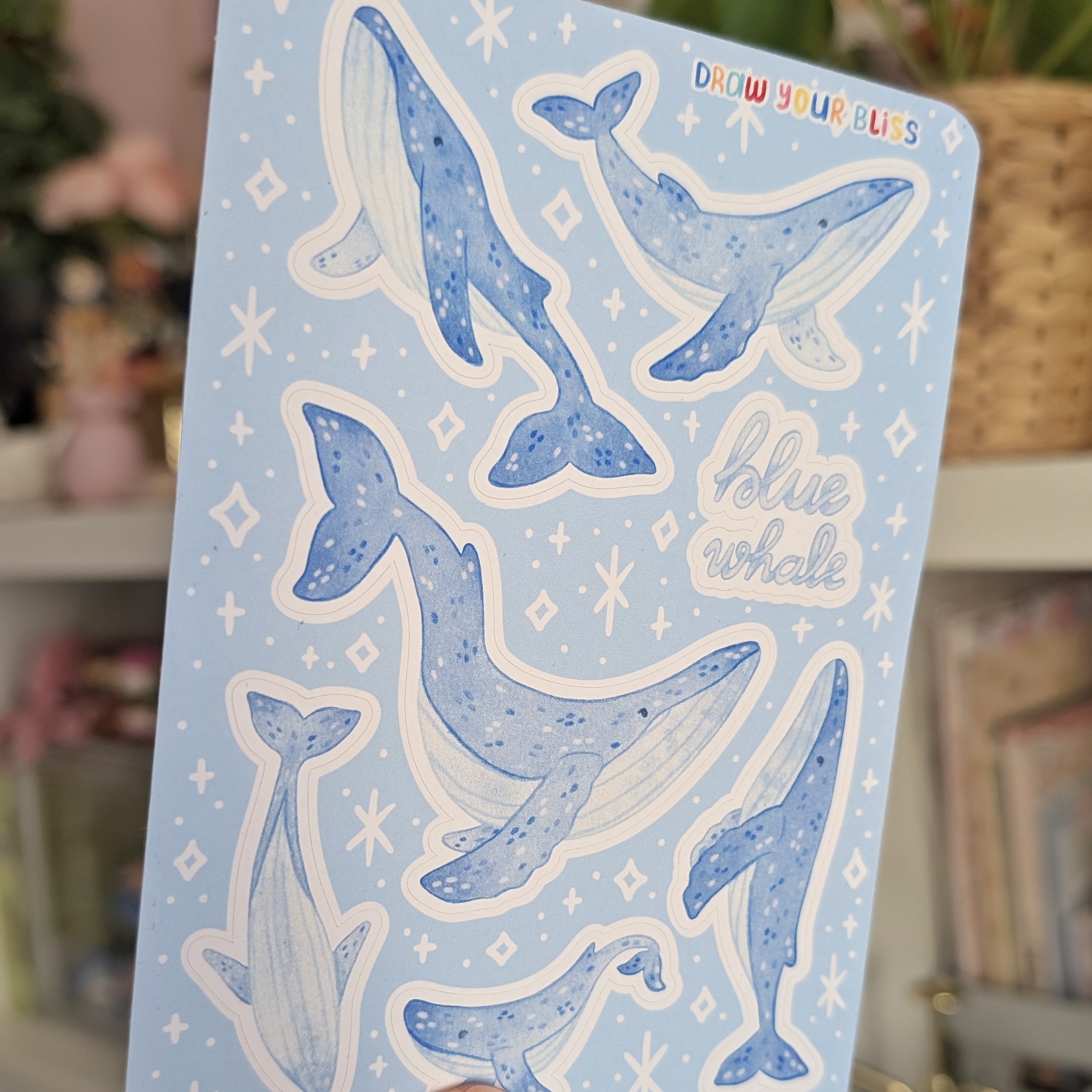 Feuille de stickers - Baleines Bleues