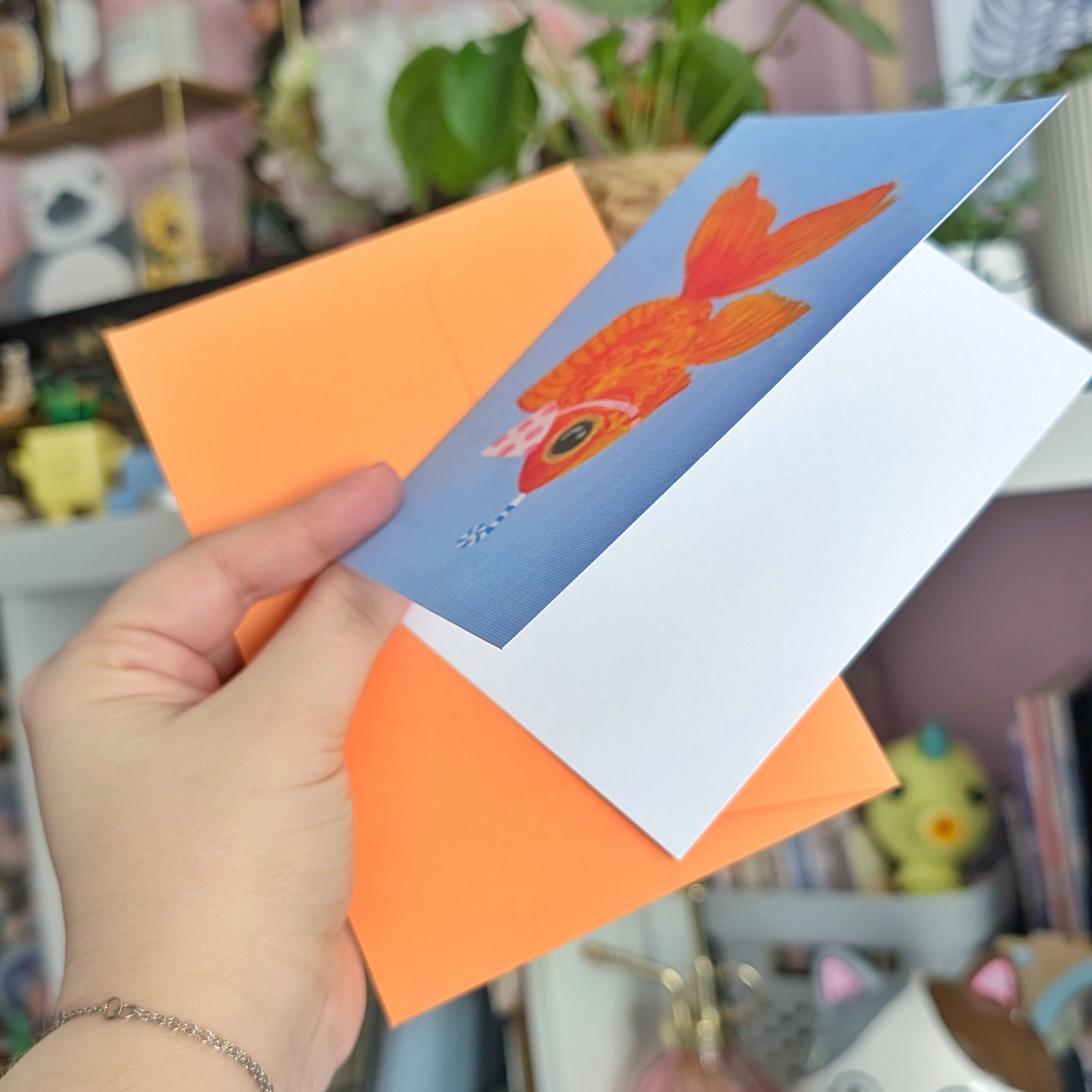 Carte de vœux - Poisson rouge fêtard