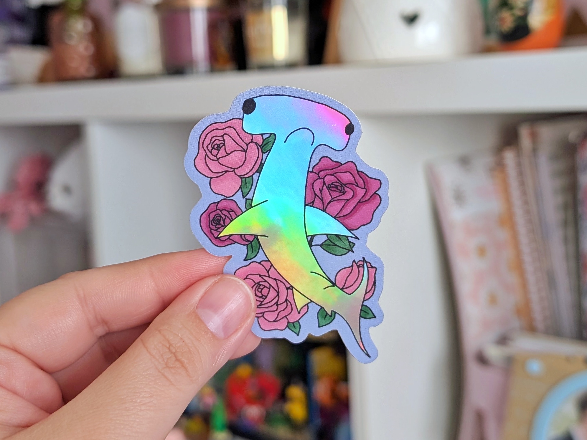 Sticker vinyle - Requin marteau fleuri