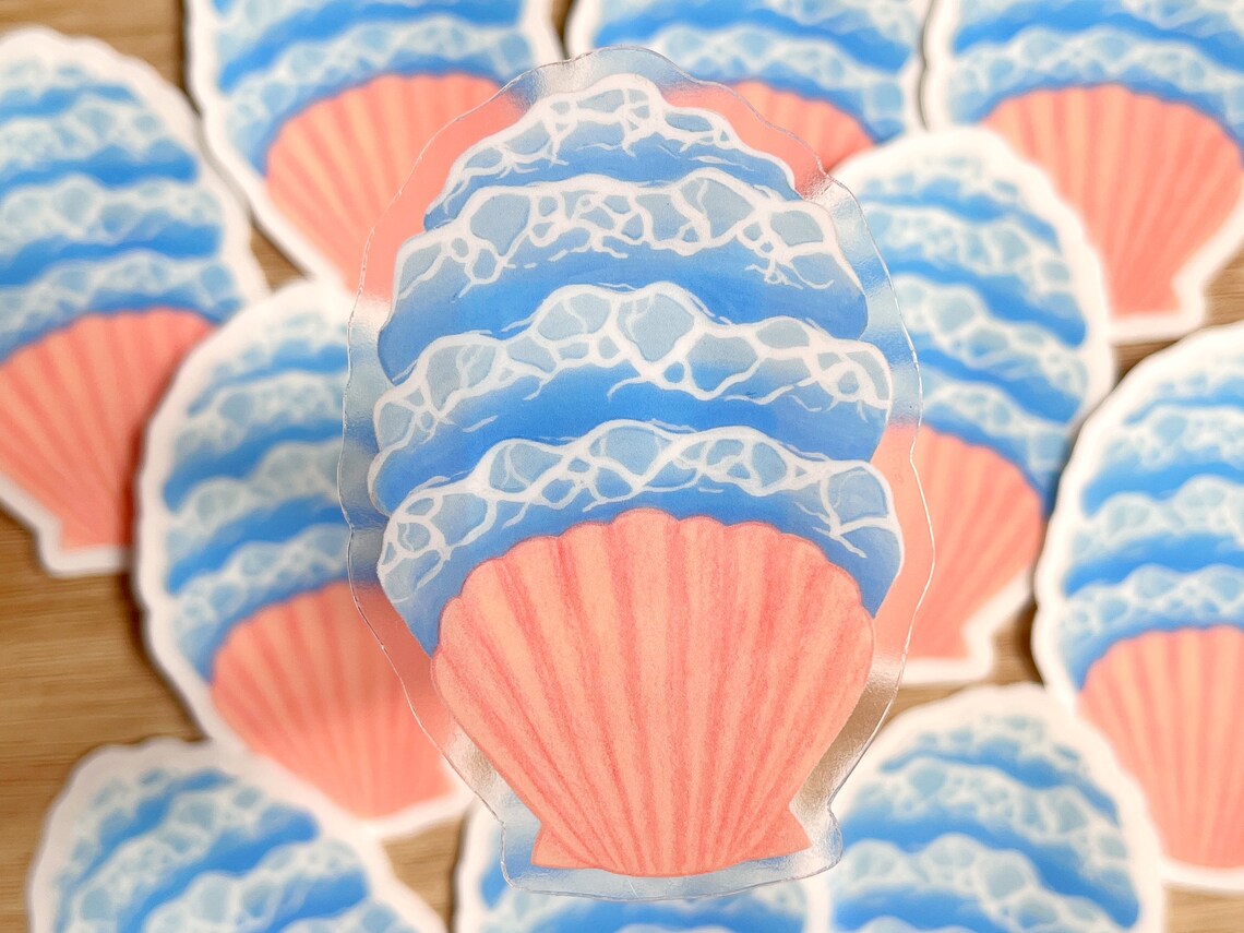Sticker vinyle - Vagues et Coquillage