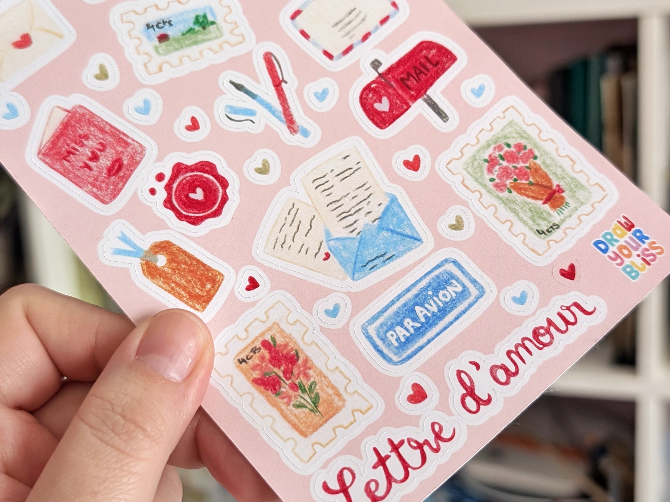 Feuille de stickers - Lettre d'amour