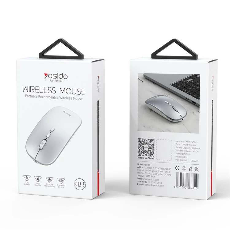 YESIDO KB15 – Souris sans fil rechargeable 2.4G