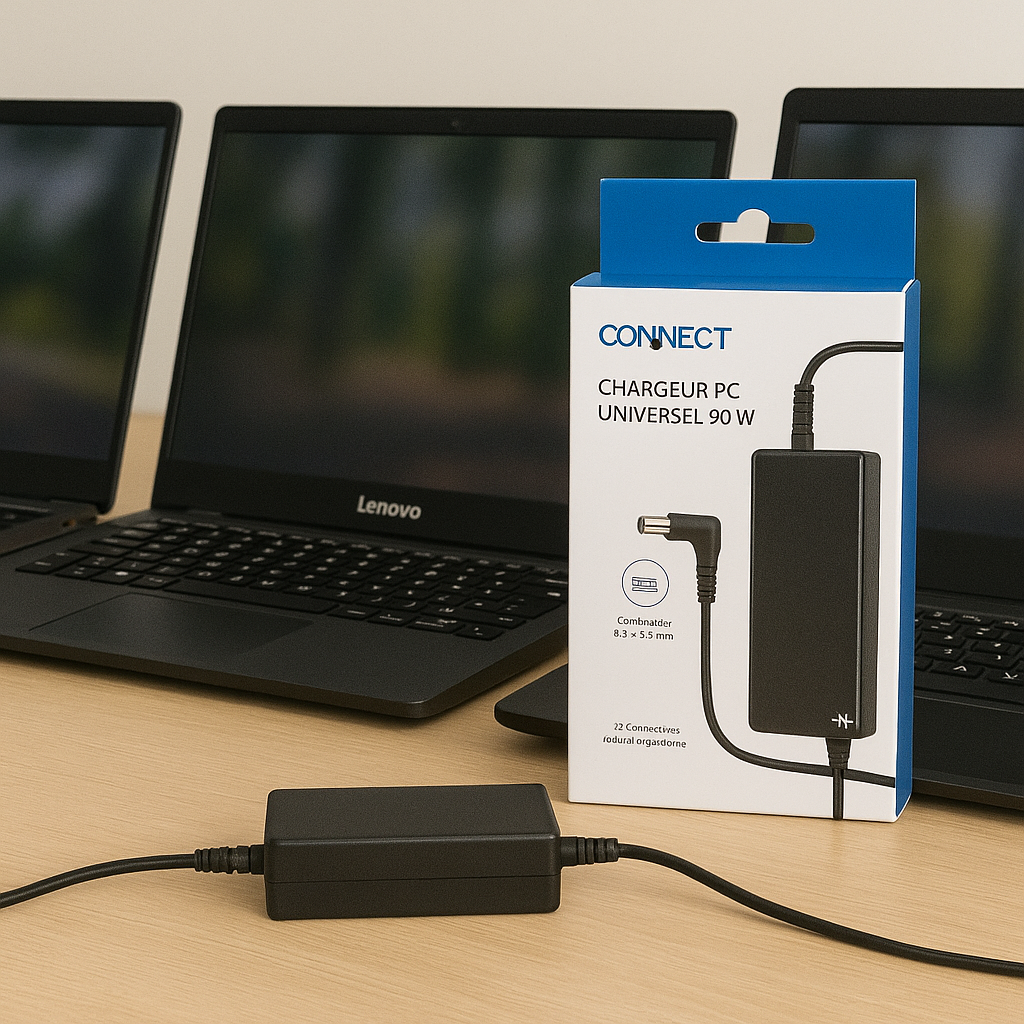 CHARGEUR PC UNIVERSEL - CONNECT- MC-CP90W 90W (17 EMBOUTS)