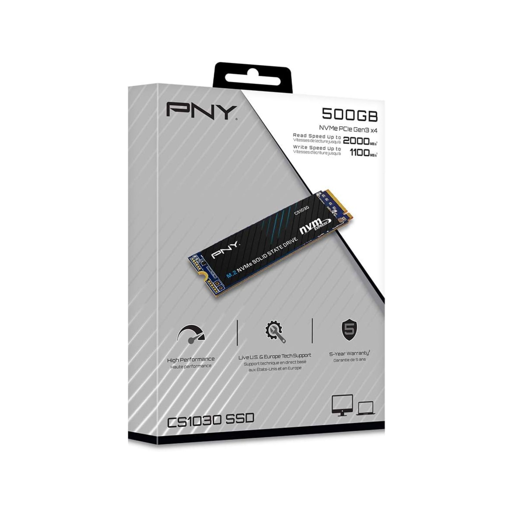 PNY CS1030 500GB M.2 NVMe PCIe Gen3 x4, SSD