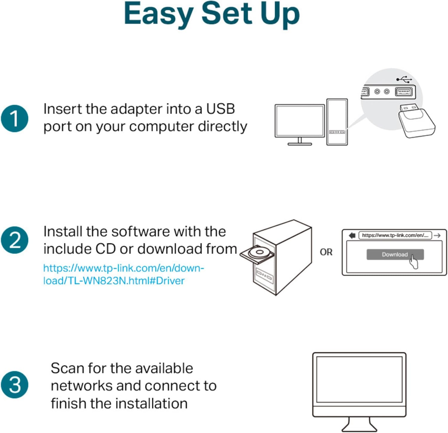 TP-Link Clé WiFi N300 Mbps, mini adaptateur USB, Bouton WPS,  Windows, Mac OS, Linux