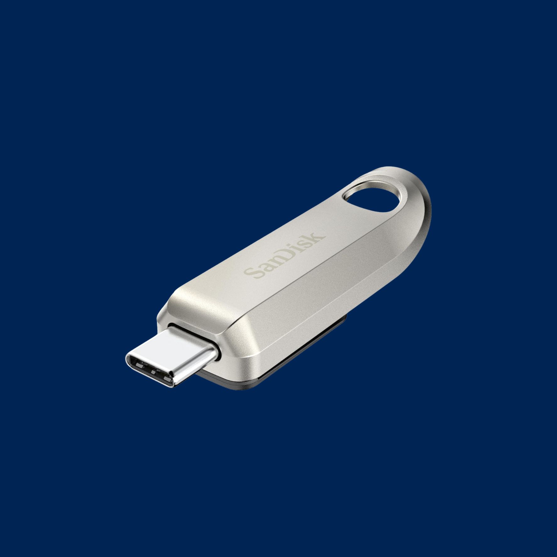 SanDisk 256GB Ultra Luxe Flash Drive Type-C, vitesses 400 Mo/s en lecture, USB 3.2 Gen 1, Connecteur rétractable / Argent