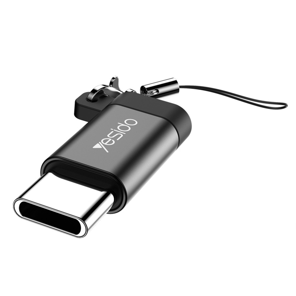  Adaptateur mini connecteur USB-C vers micro USB Yesido GS04 avec porte-clés (noir)