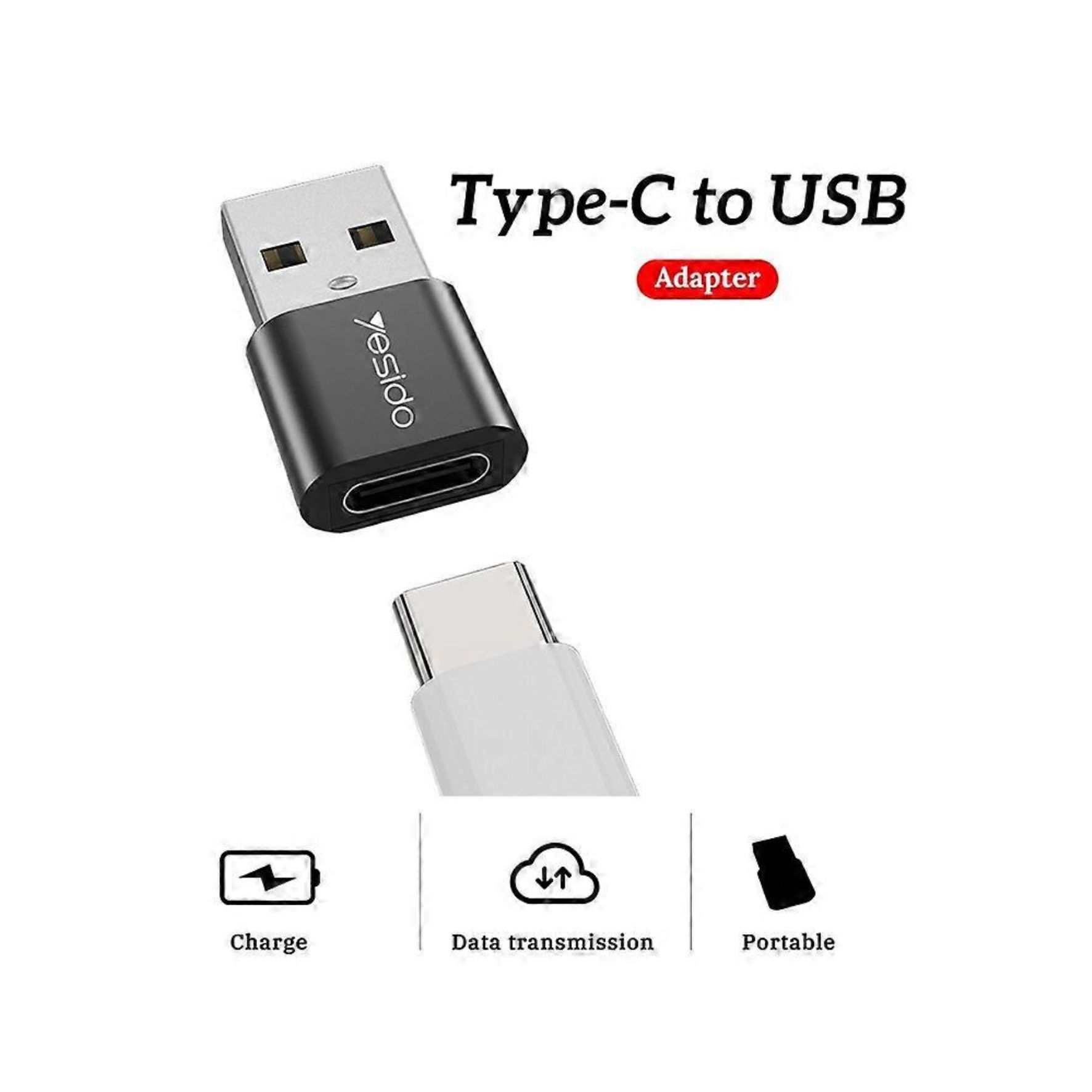 Adaptateur OTG Type-C Femelle vers USB Mâle Yesido GS09