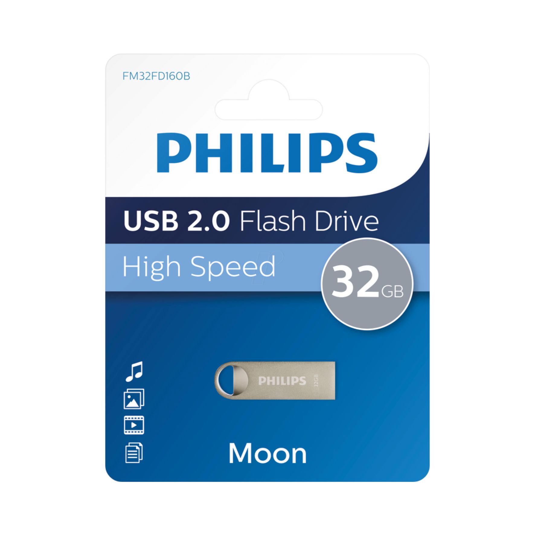 Philips FM32FD160B - clé USB flash drive 32 Go USB Type-A 2.0 MOON - Métal argent