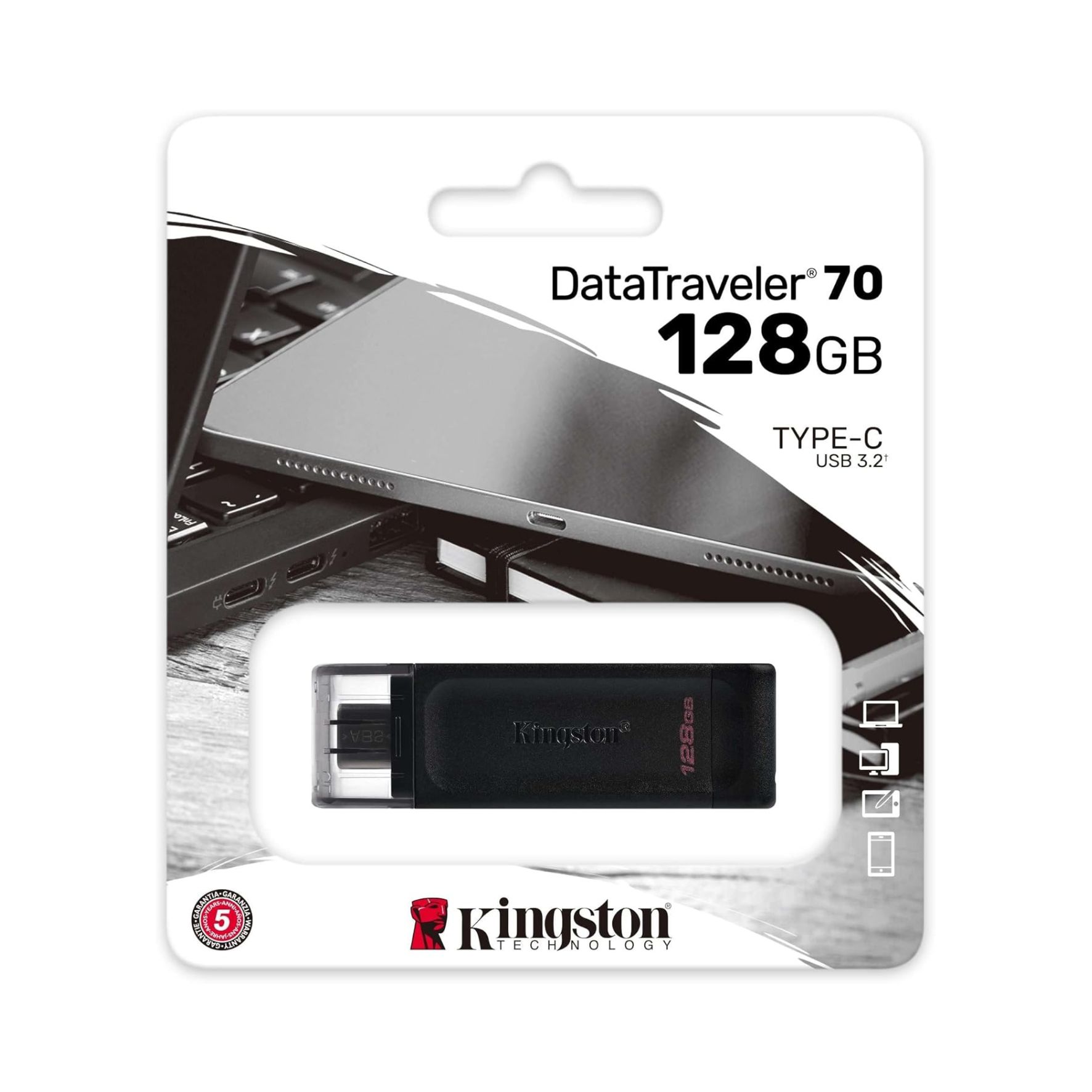 Kingston DataTraveler 70 - DT70/128GB Clés USB-C Noir