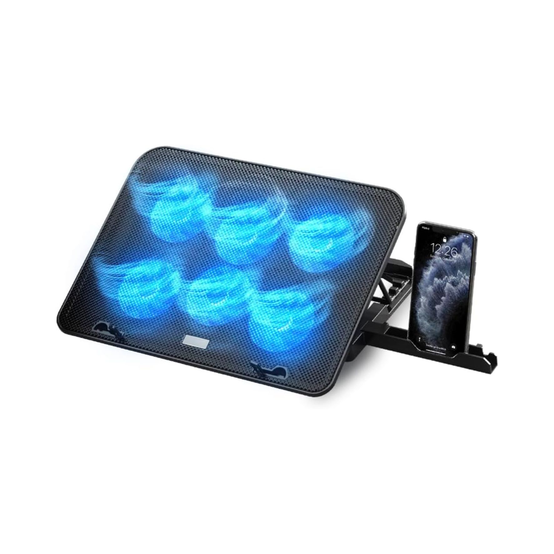 NK Base de Refroidissement Portable - Ventilateur pour Ordinateur Portable 12-17", Hauteur réglable, 2 Ports USB, Refroidissement Rapide, LEDs Bleues