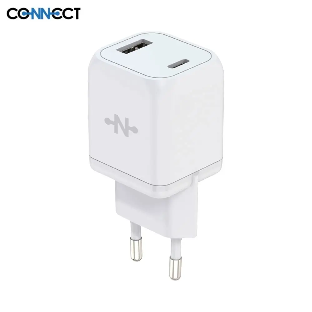 CONNECT Chargeur Secteur GaN Multi MC-CBDAC33W Charge Rapide 33W (USB + Type-C) Blanc