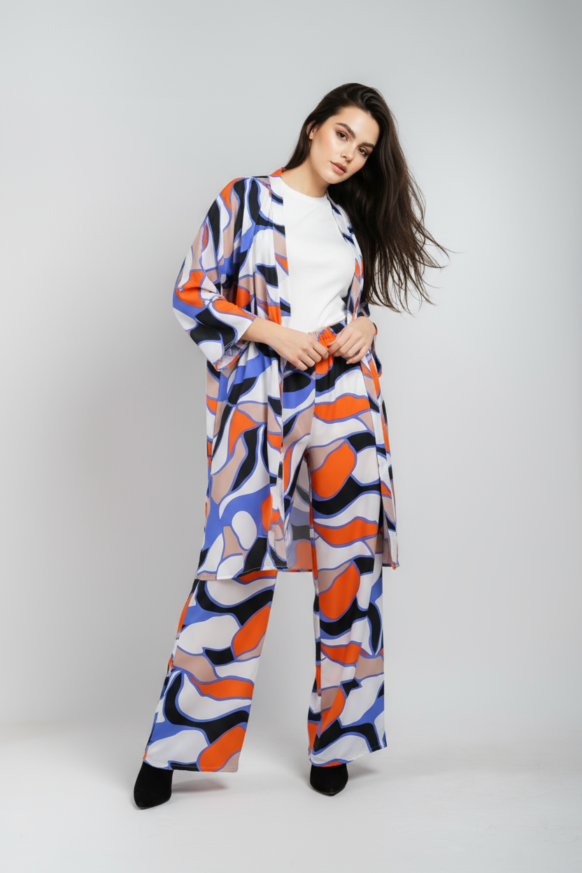 Abstract Patterned Women's Pantsuit Set