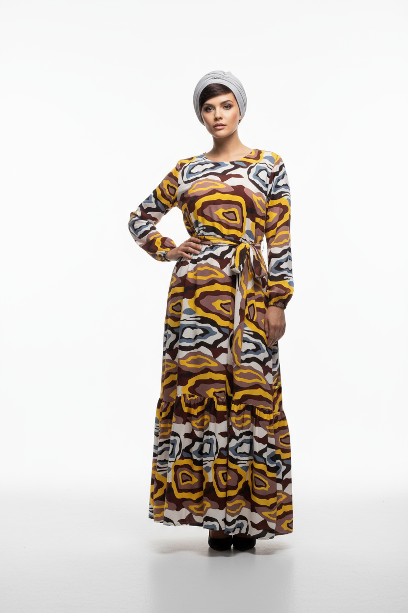 Geometric Pattern Maxi Dress