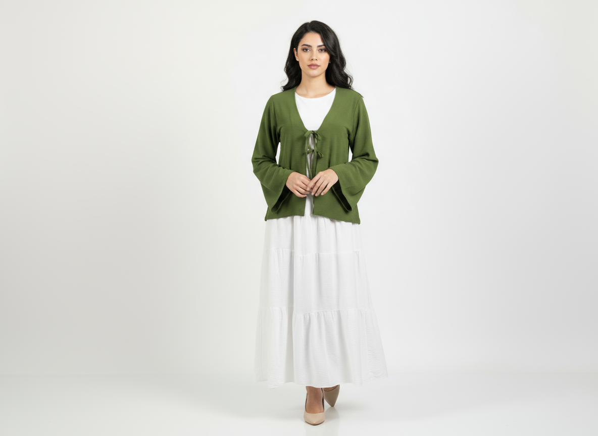 Green Cropped Cardigan