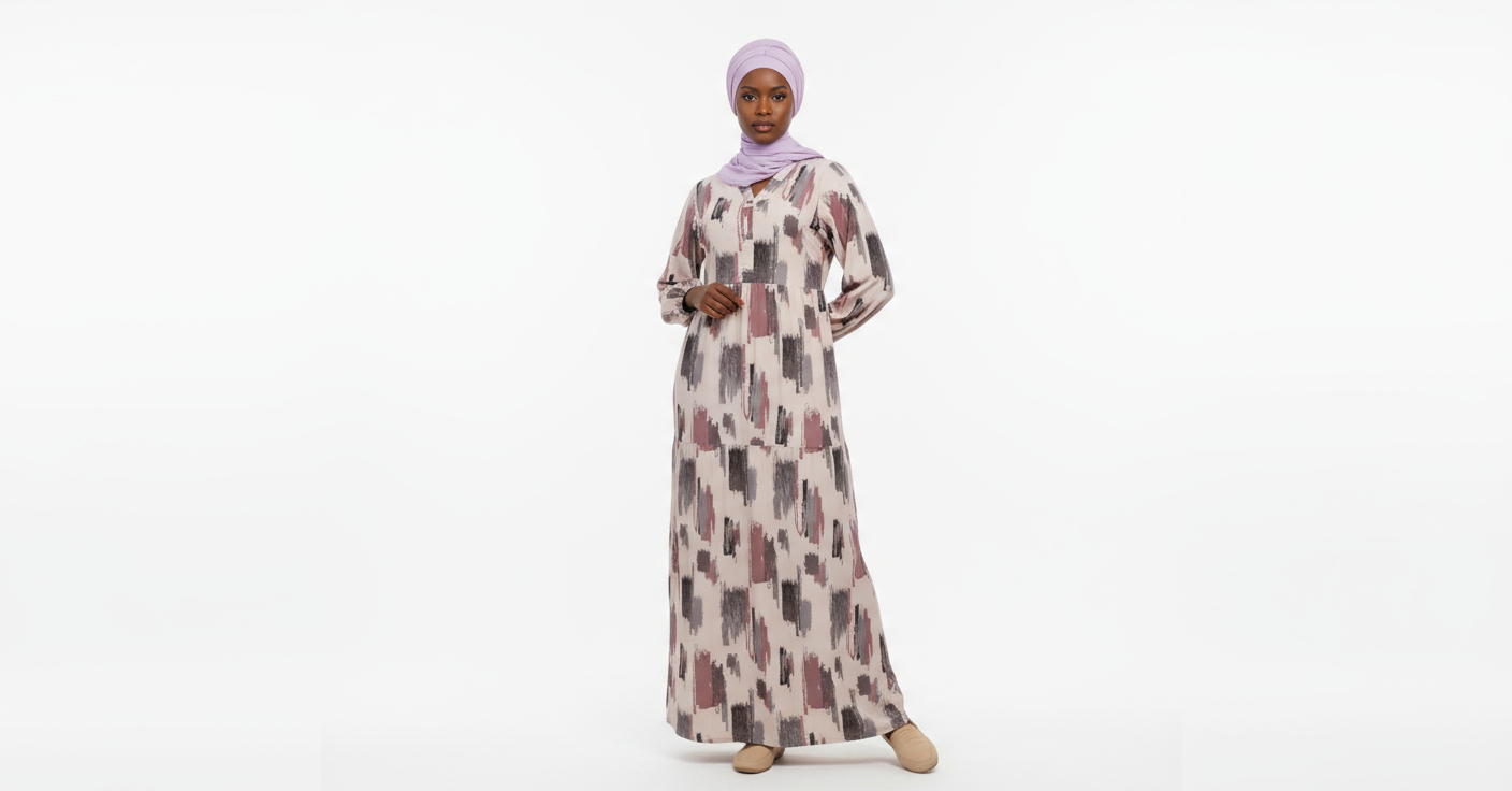 Printed Long-Sleeve Maxi Dress