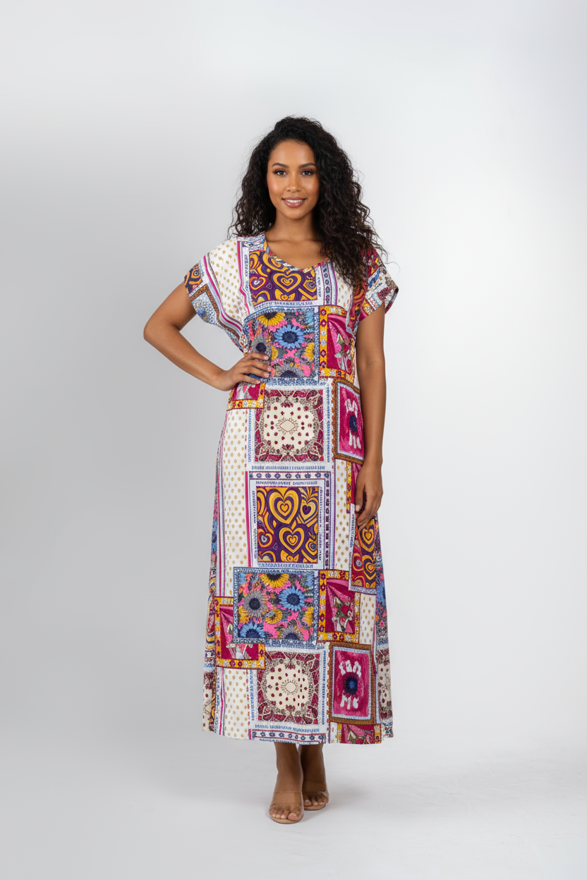 Bohemian Patchwork Maxi Dress