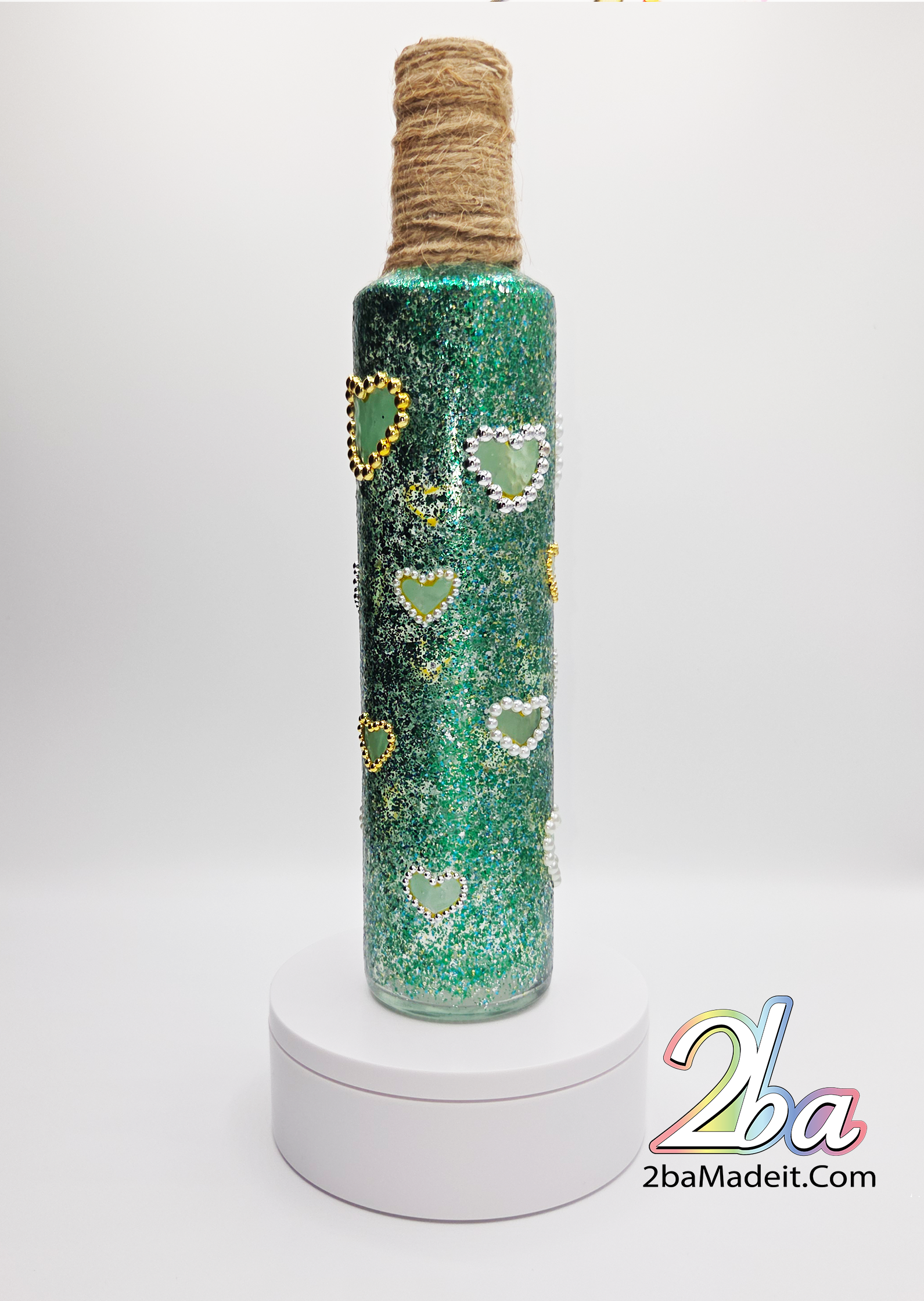 Decorative Green Glass Bottle