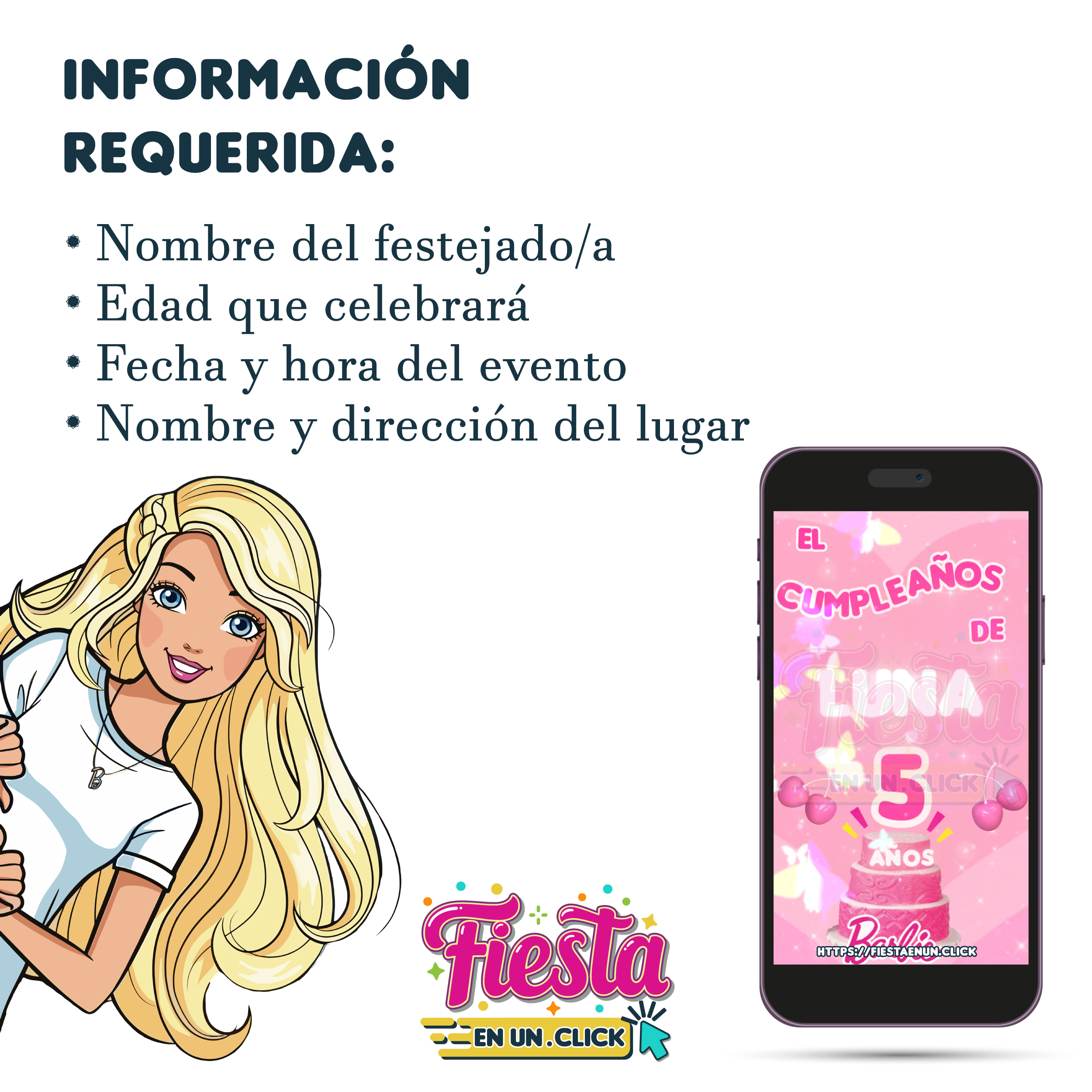 Invitación Video Muñeca Barbie