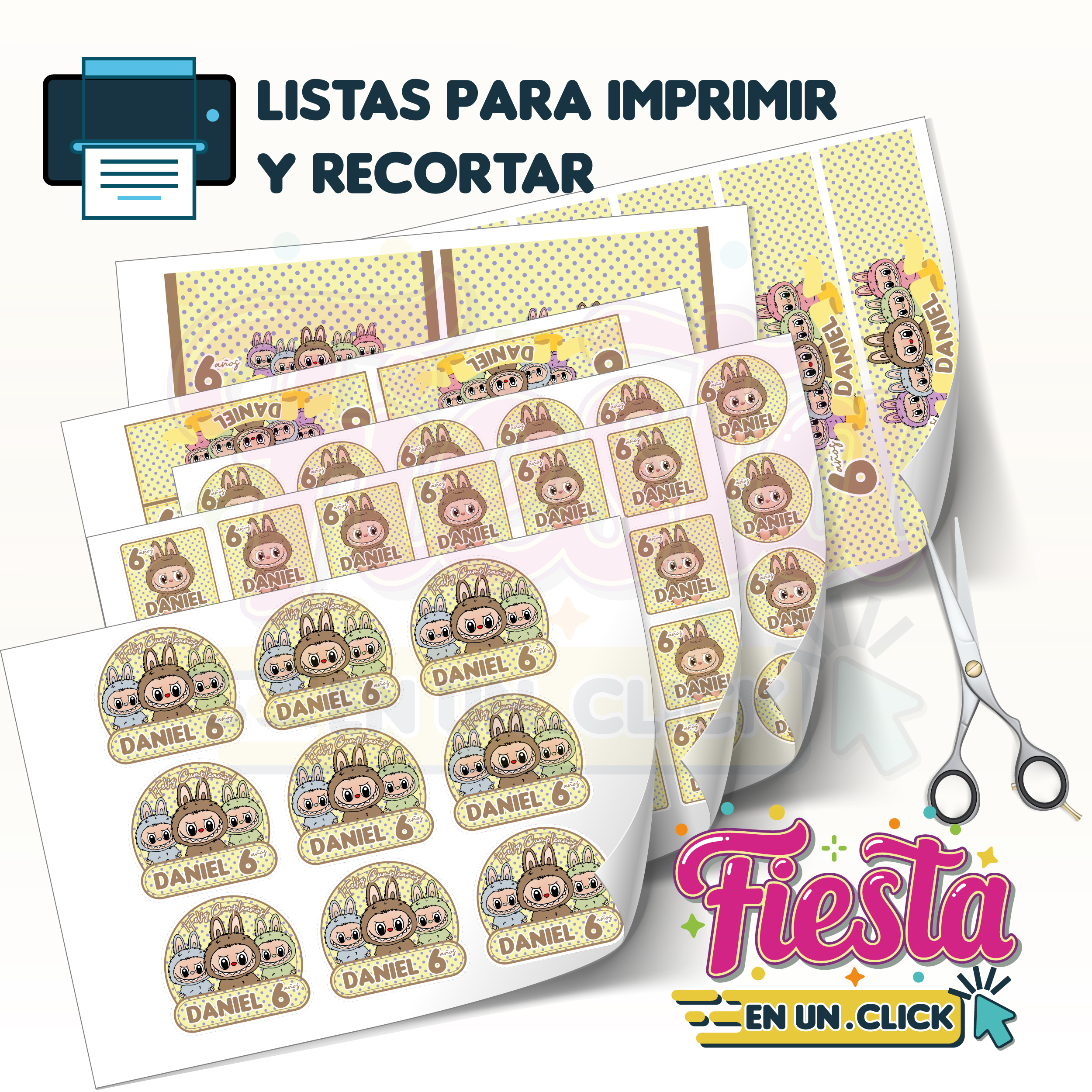Etiquetas para Candy Bar Diseño Labubu