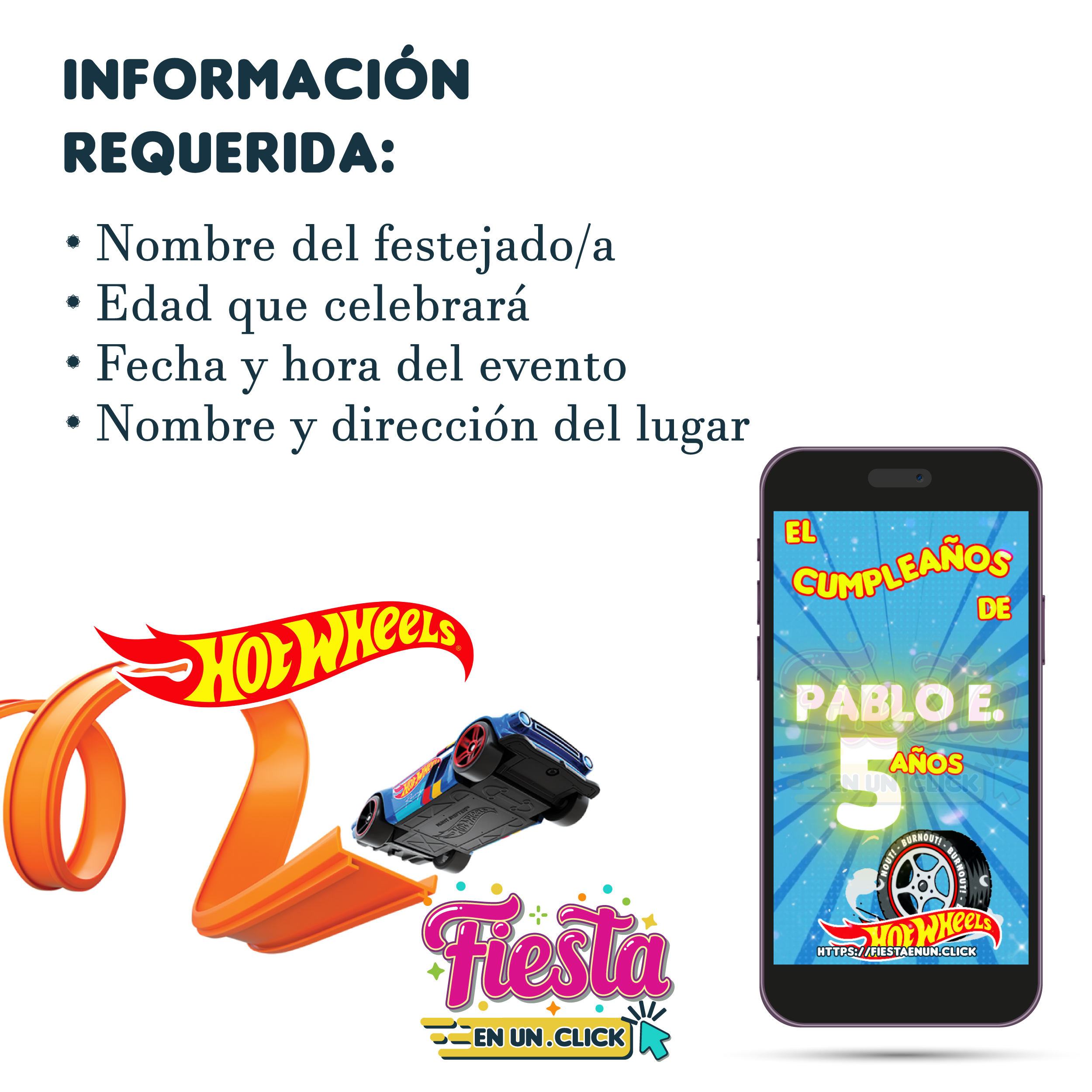 Invitación Video Hot Wheels