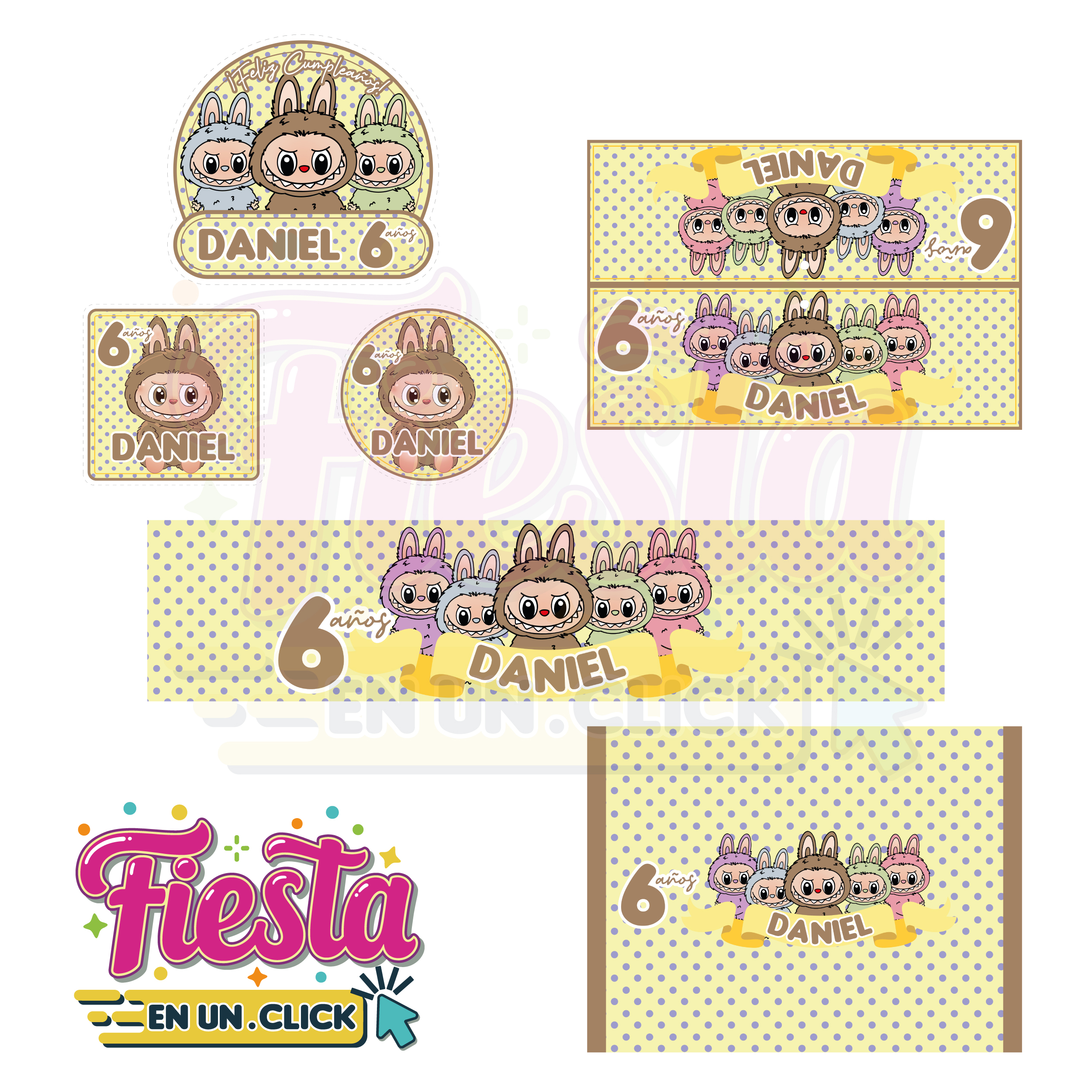 Etiquetas para Candy Bar Diseño Labubu