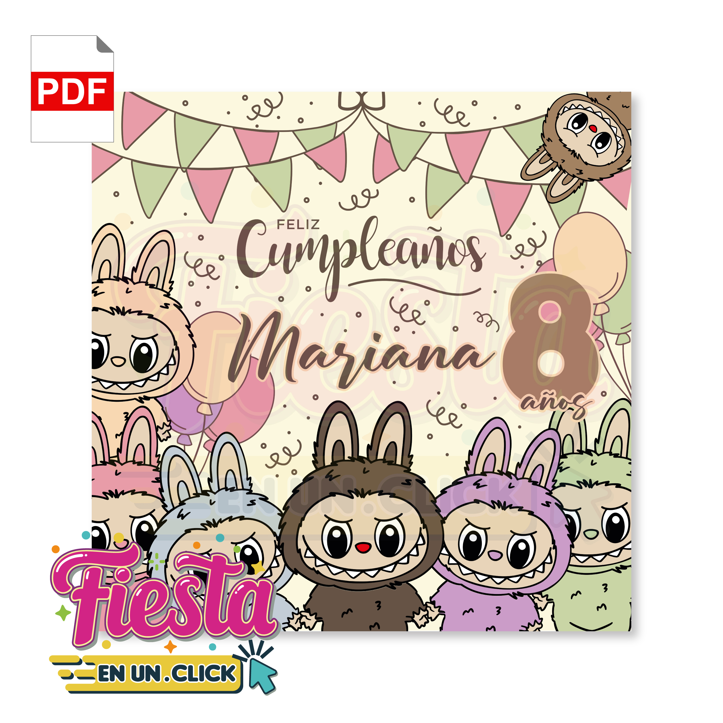 Banner de Cumpleaños Diseño Labubu