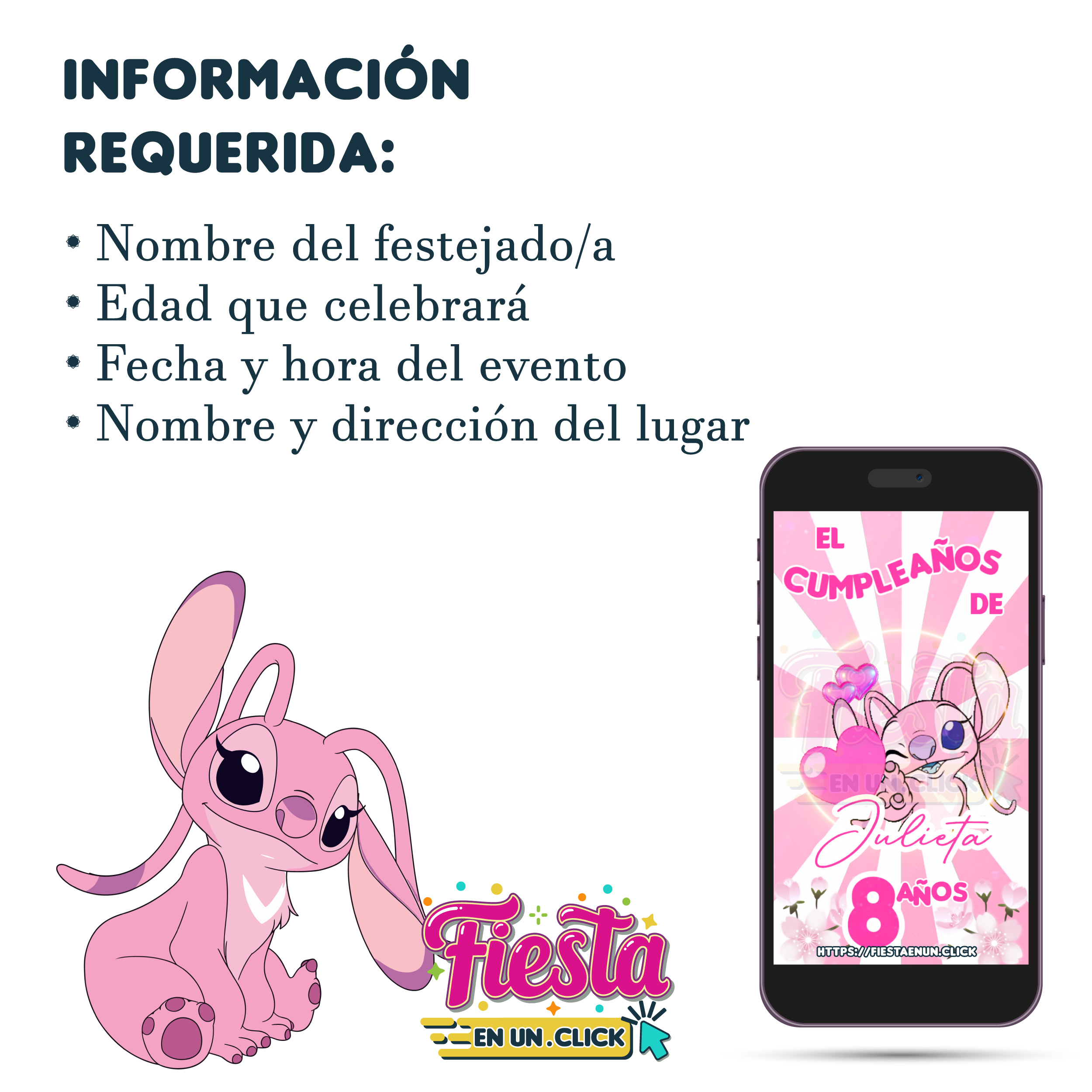 Invitación Video Ángel de Stitch