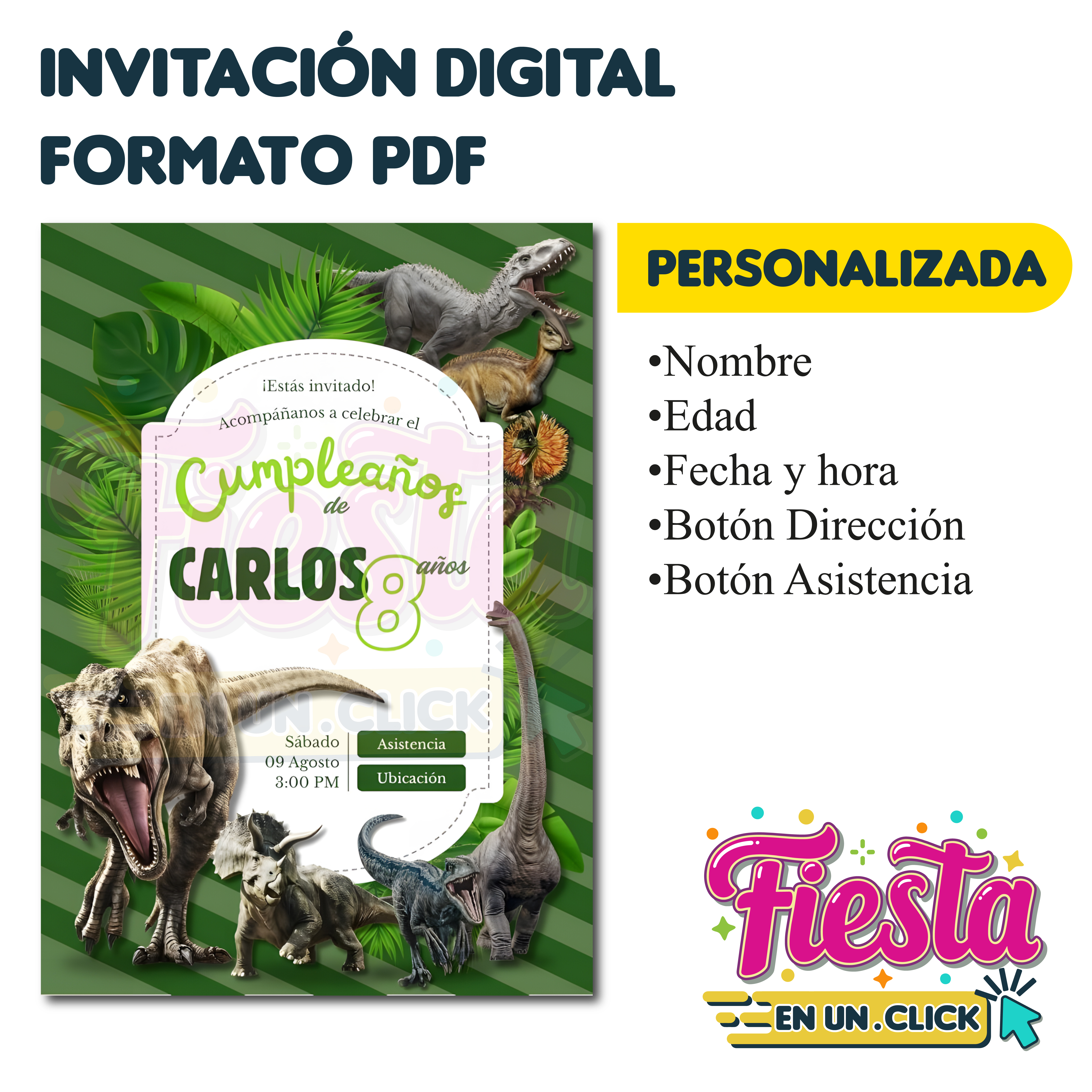 Invitación PDF Dinosaurios